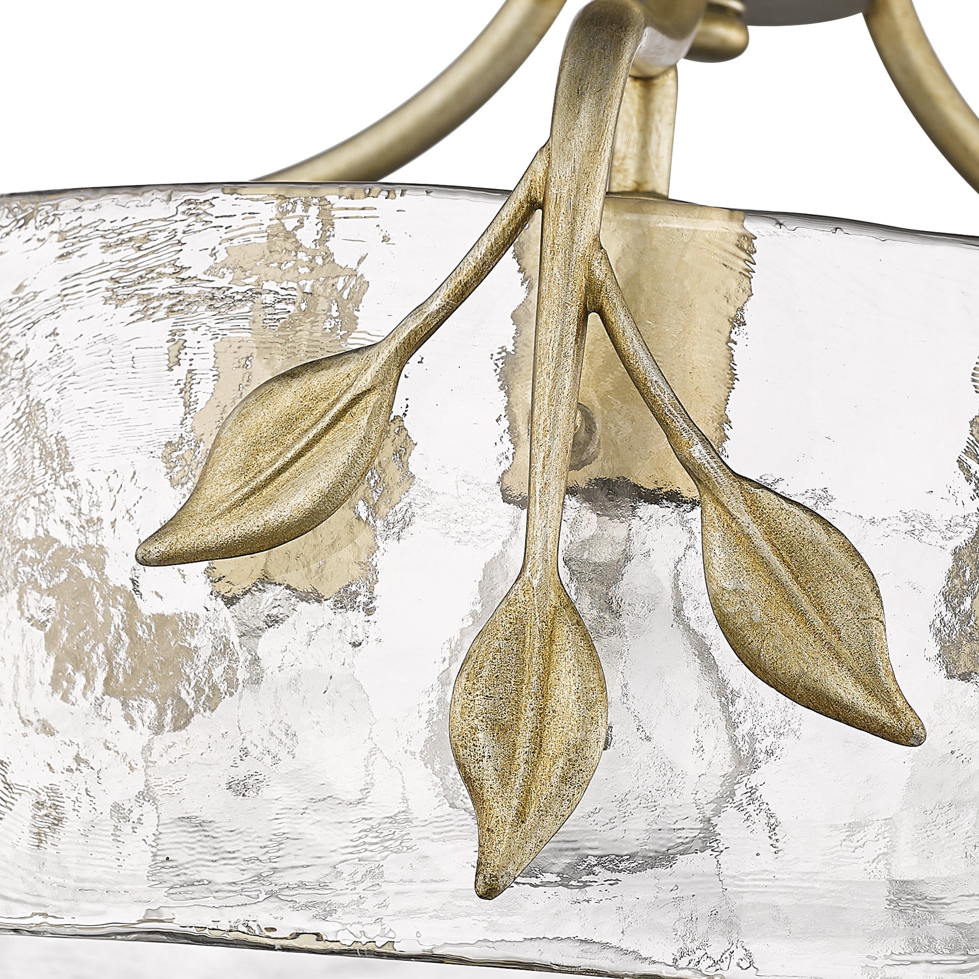 Calla WG 3 Light Semi-Flush in White Gold with Hammered Water Glass Shade - Default Title - Golden Lighting