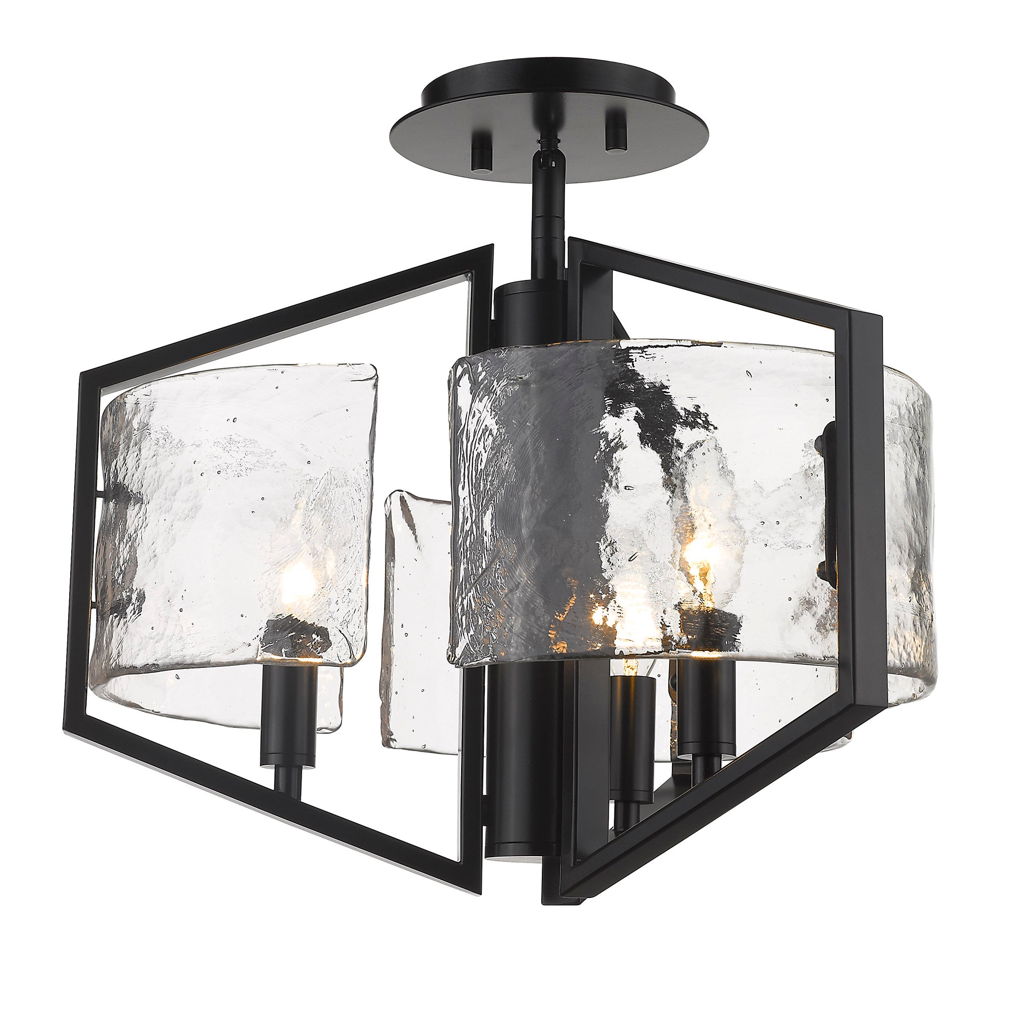 Golden Lighting Varsha 3-light Semi-Flush Mount in Matte Black - - Golden Lighting