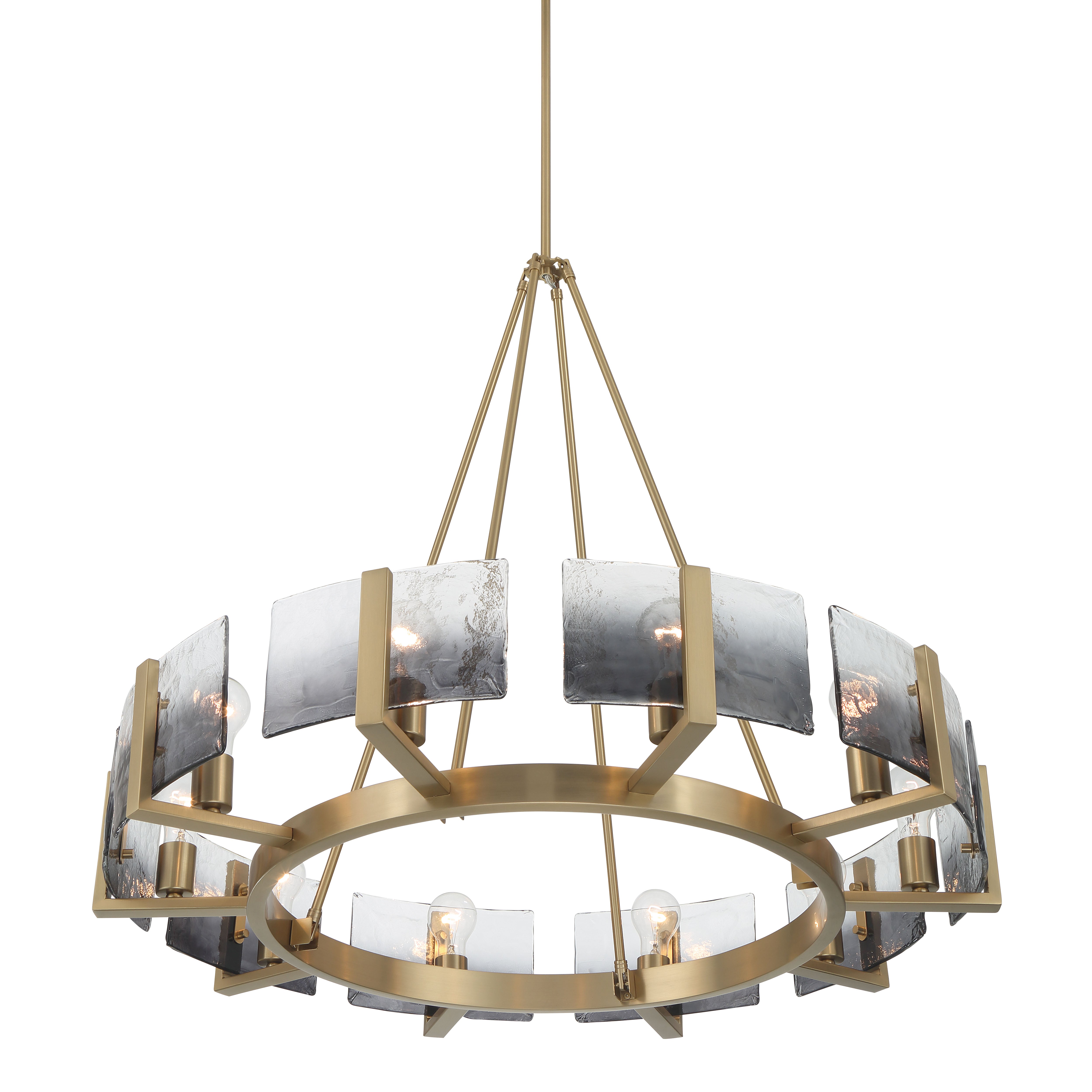 Aenon 10-light Chandelier in Brushed Champagne Brass with Smokey Water Glass - - Golden Lighting