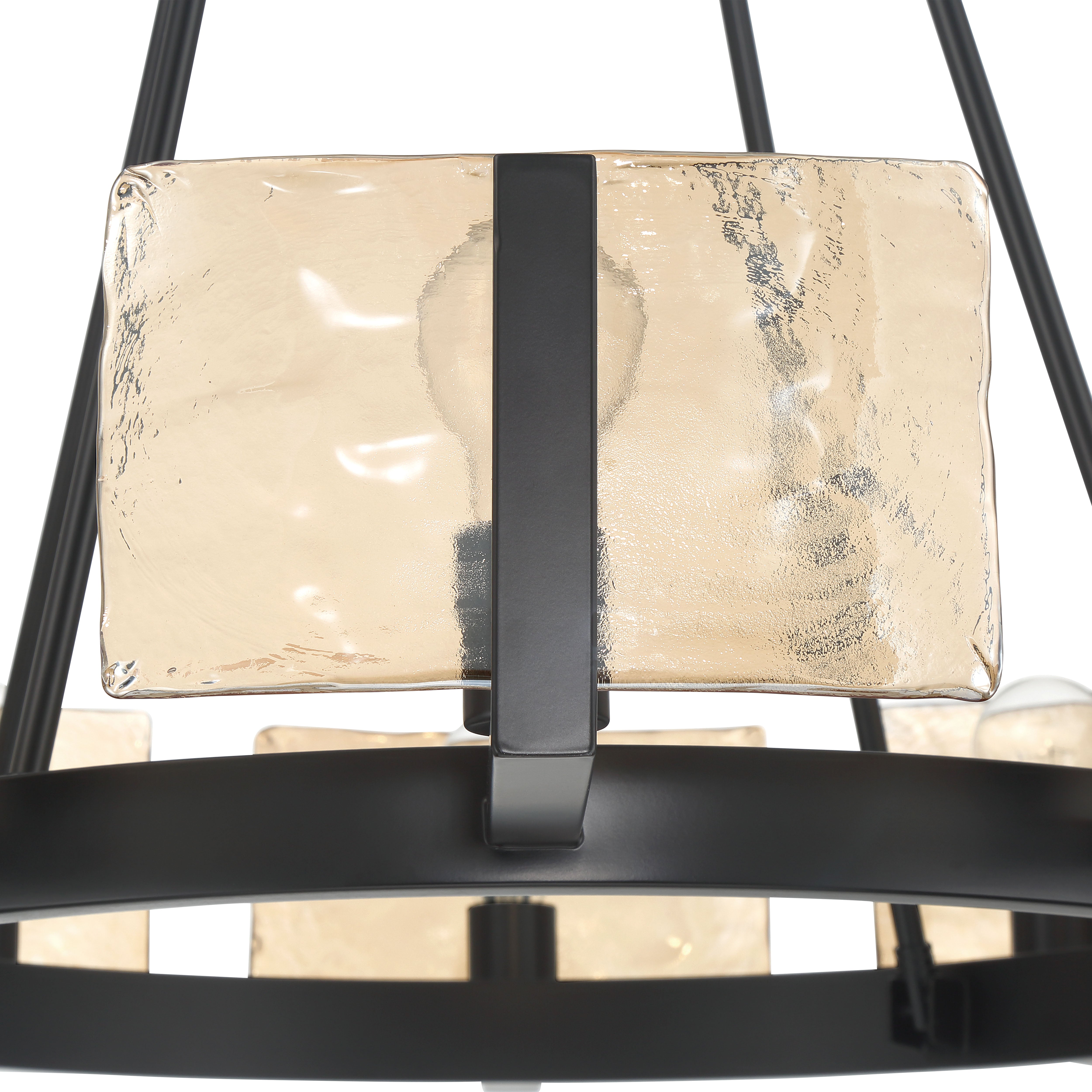 Aenon 10-light Chandelier in Matte Black with Amber Water Glass - - Golden Lighting