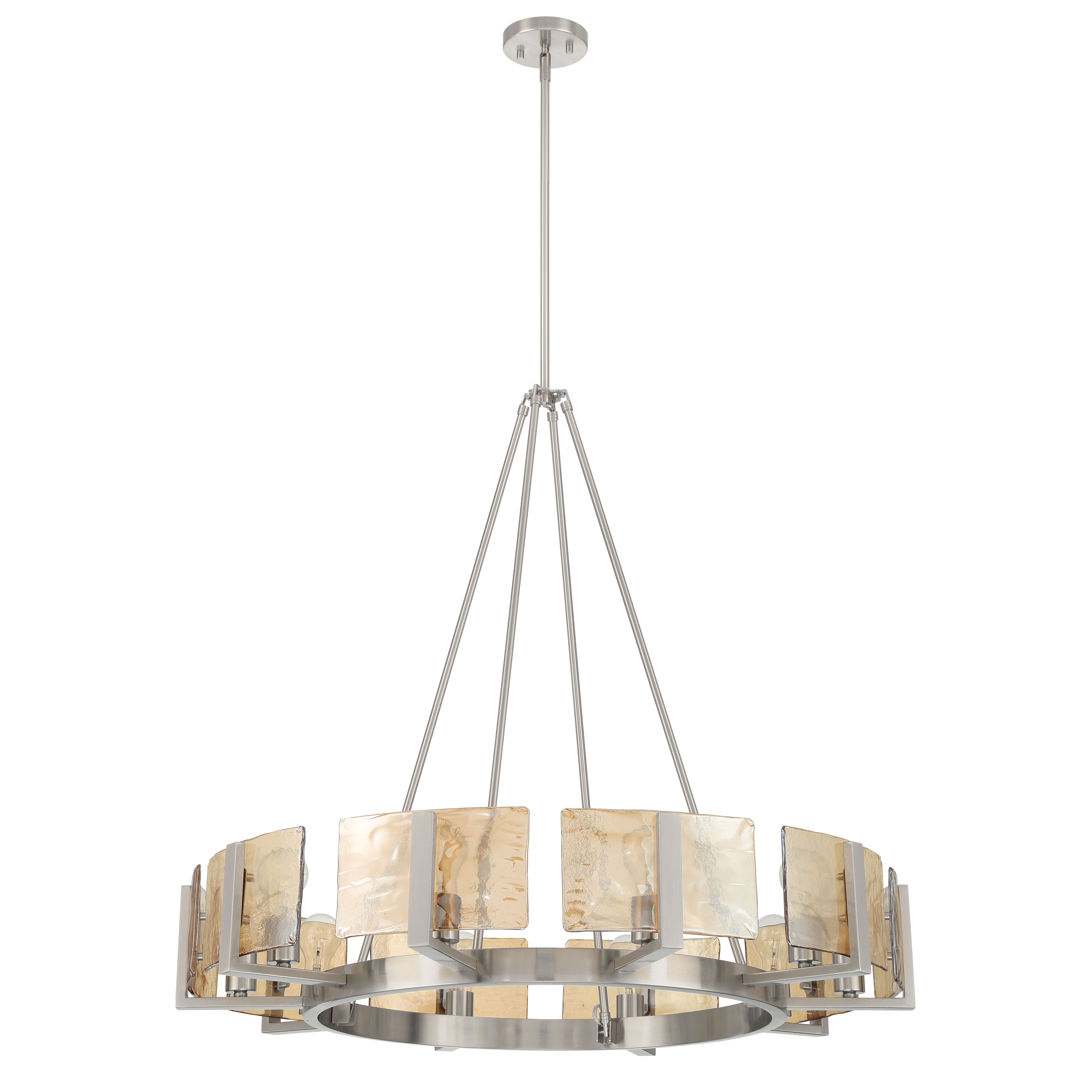 Aenon 10-light Chandelier in Pewter with Amber Water Glass - - Golden Lighting