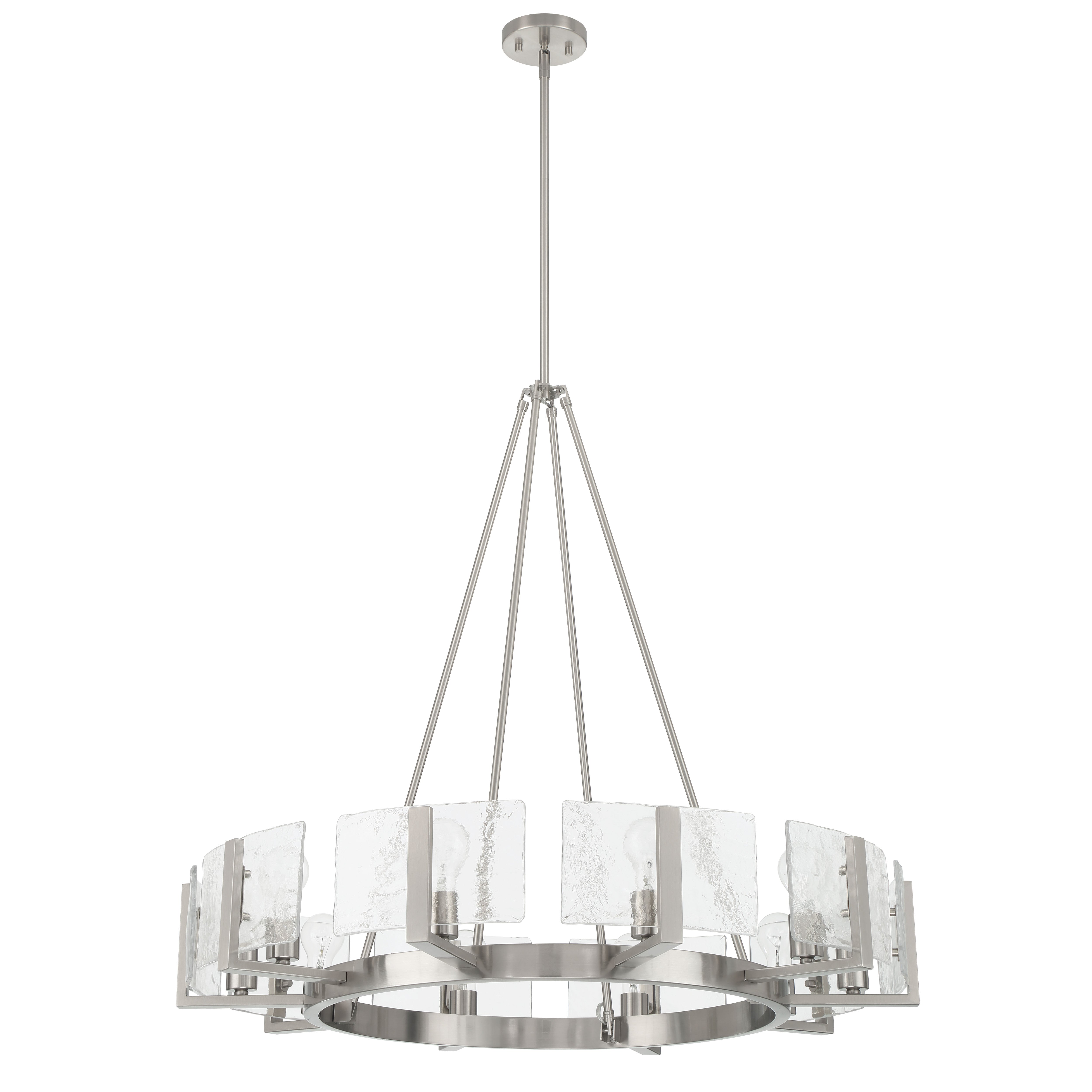 Aenon 10-light Chandelier in Pewter with Hammered Water Glass - - Golden Lighting