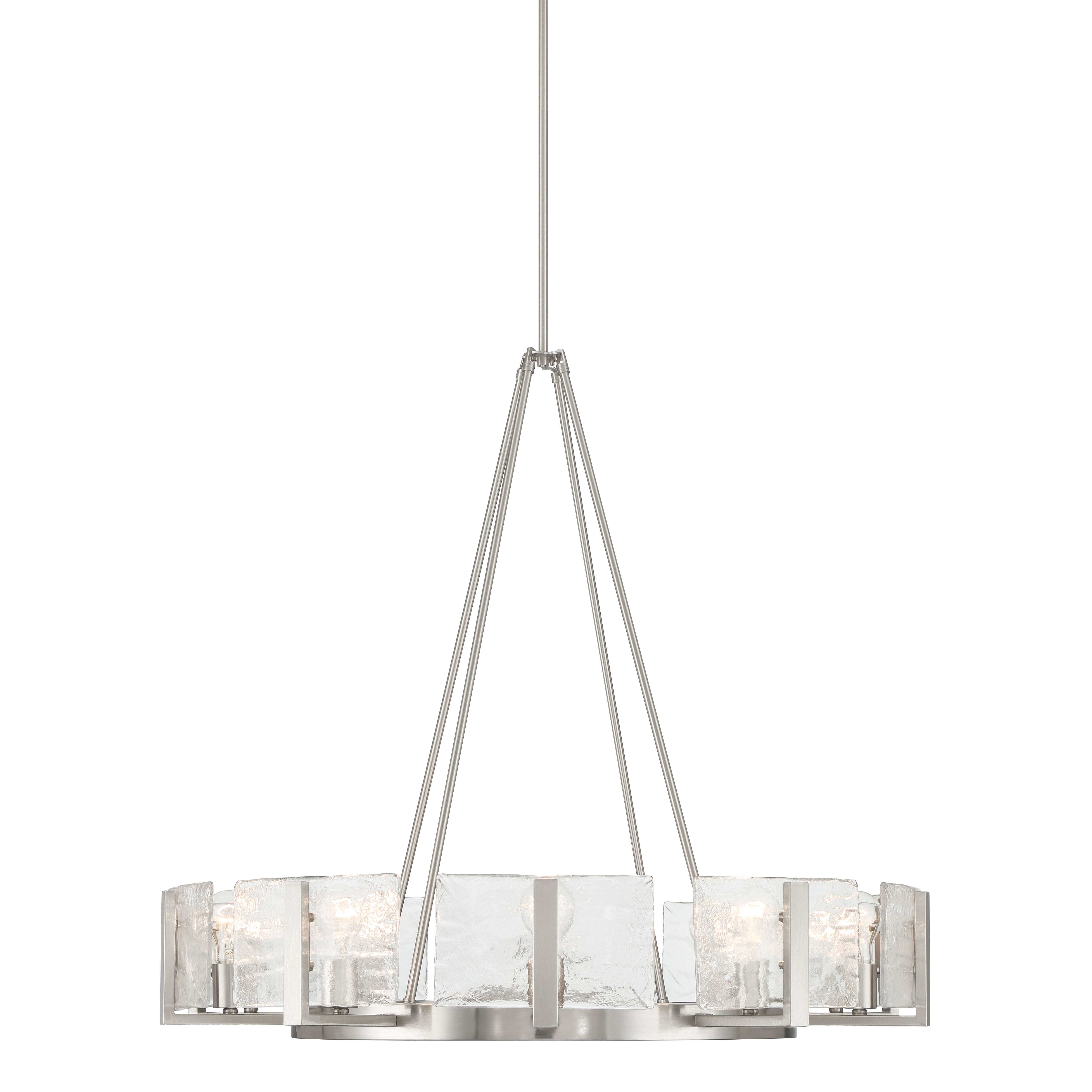 Aenon 10-light Chandelier in Pewter with Hammered Water Glass - - Golden Lighting