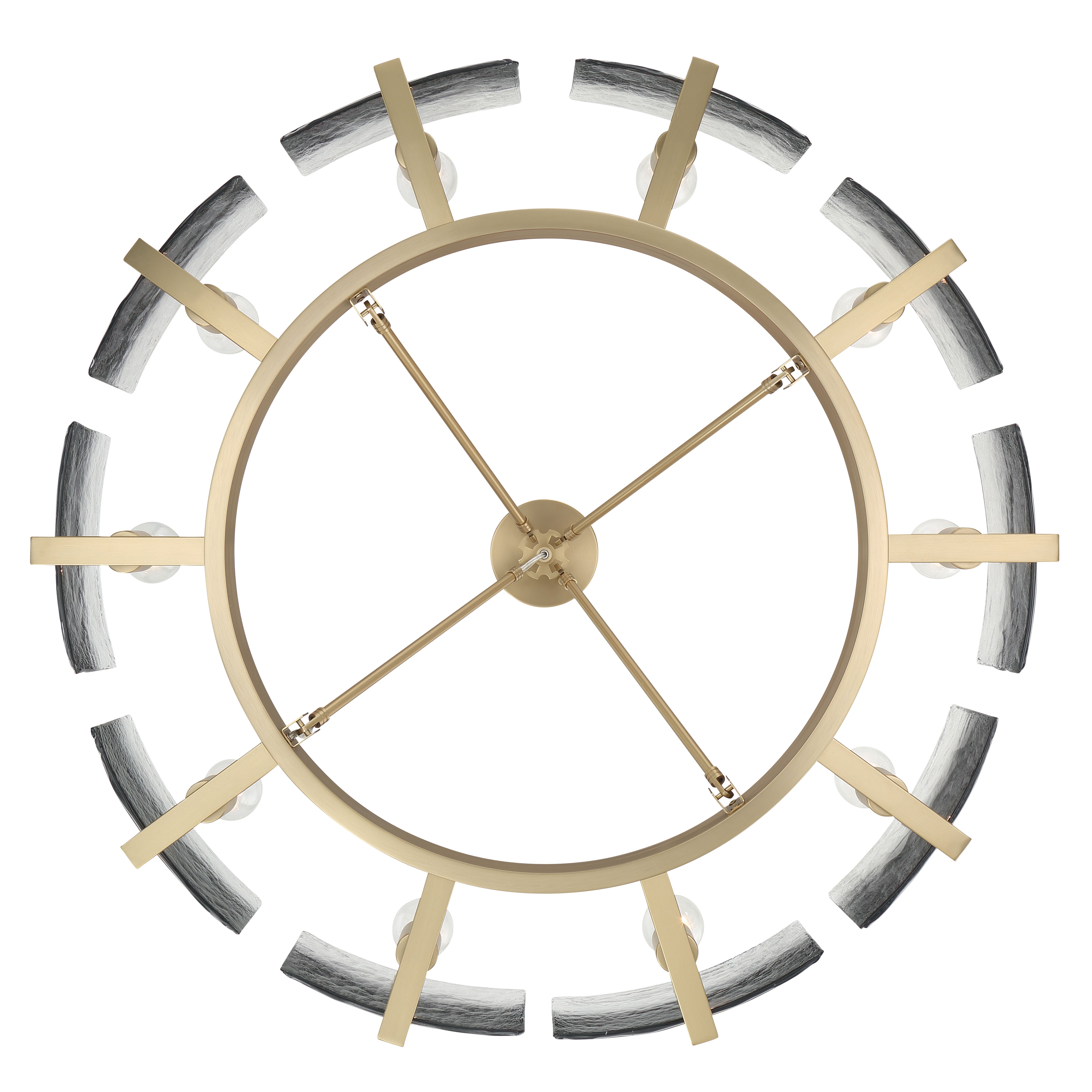 Aenon 10-light Semi-Flush Mount in Brushed Champagne Brass with Smokey Water Glass - - Golden Lighting