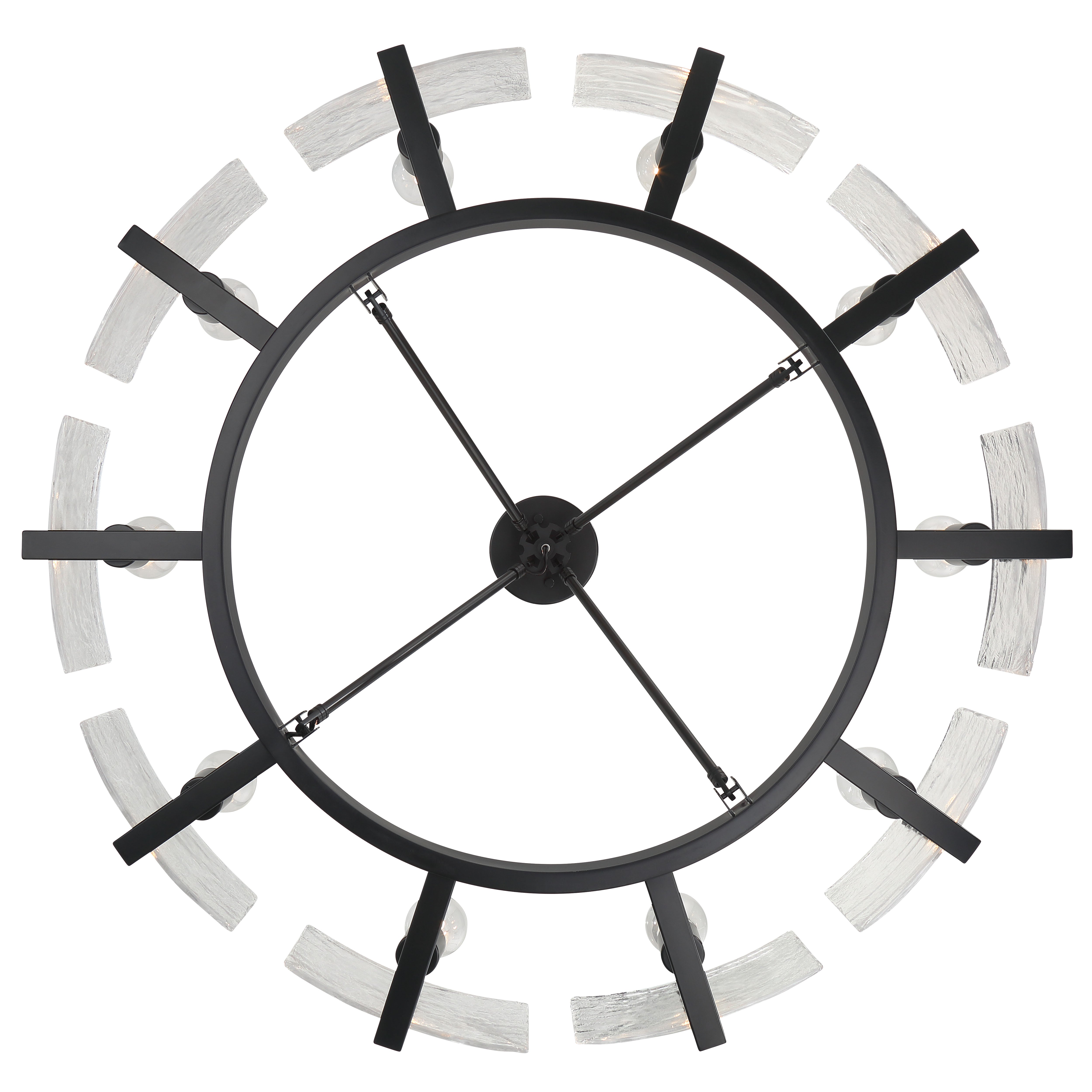 Aenon 10-light Semi-Flush Mount in Matte Black with Hammered Water Glass - - Golden Lighting