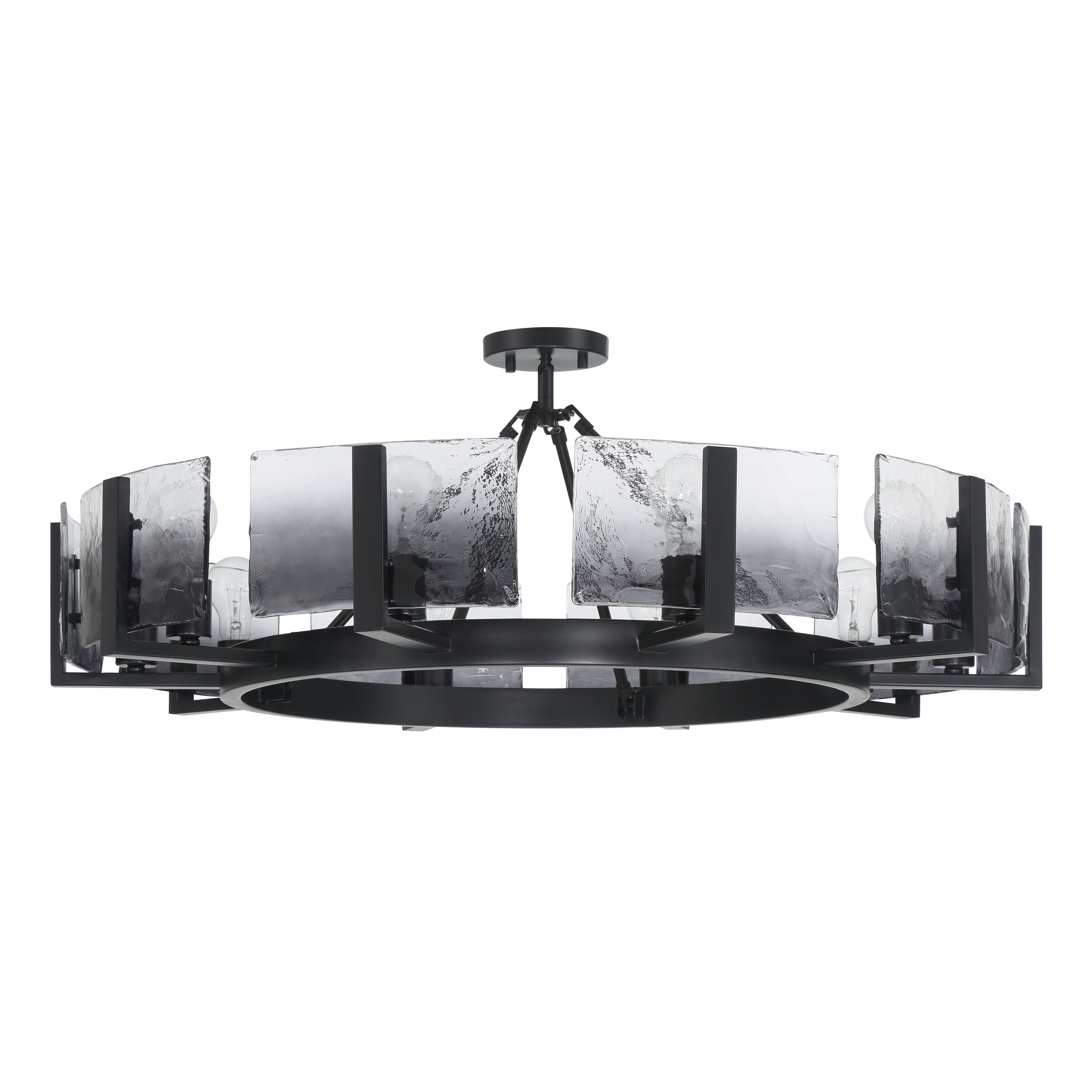 Aenon 10-light Semi-Flush Mount in Matte Black with Smokey Water Glass - - Golden Lighting