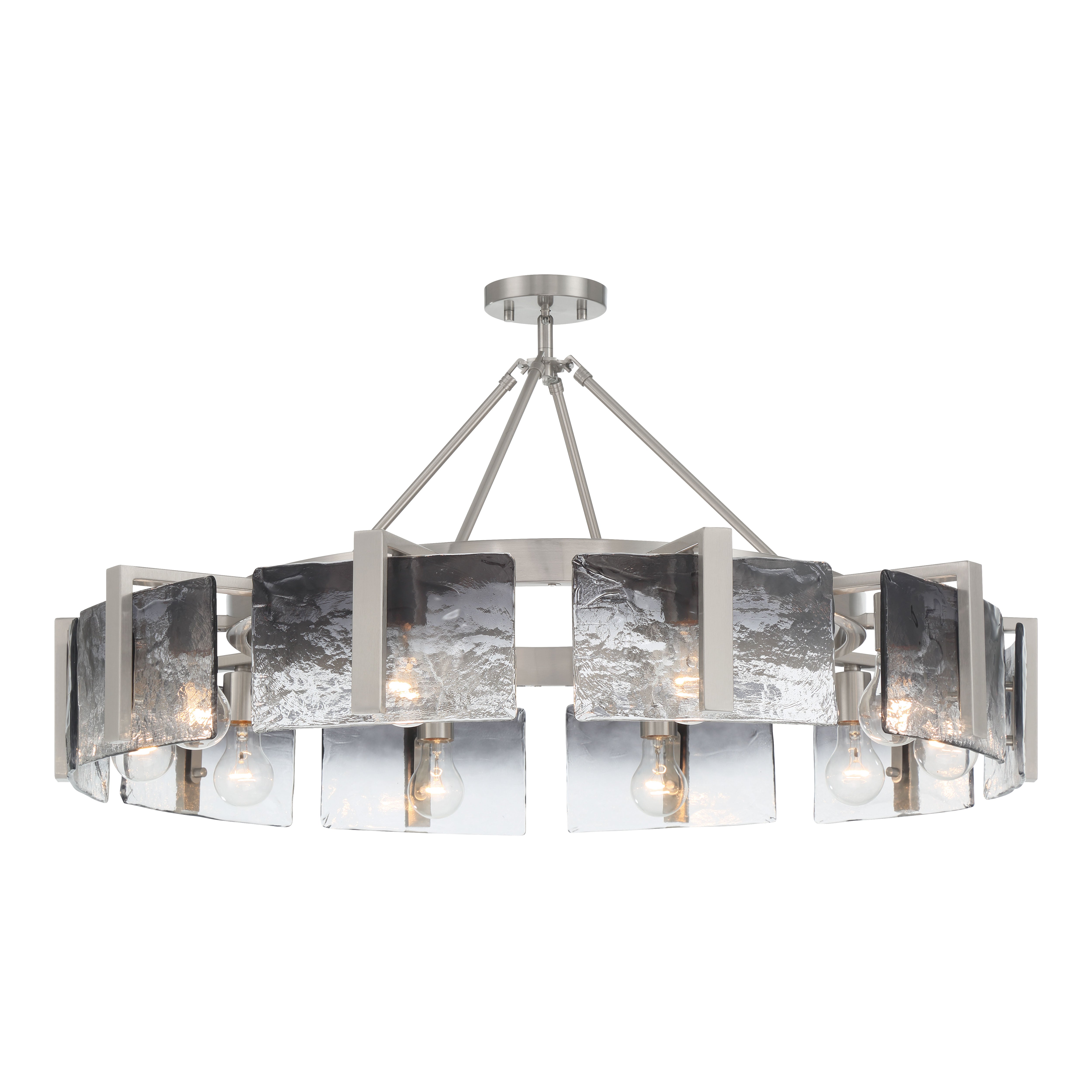 Aenon 10-light Semi-Flush Mount in Pewter with Smokey Water Glass - - Golden Lighting