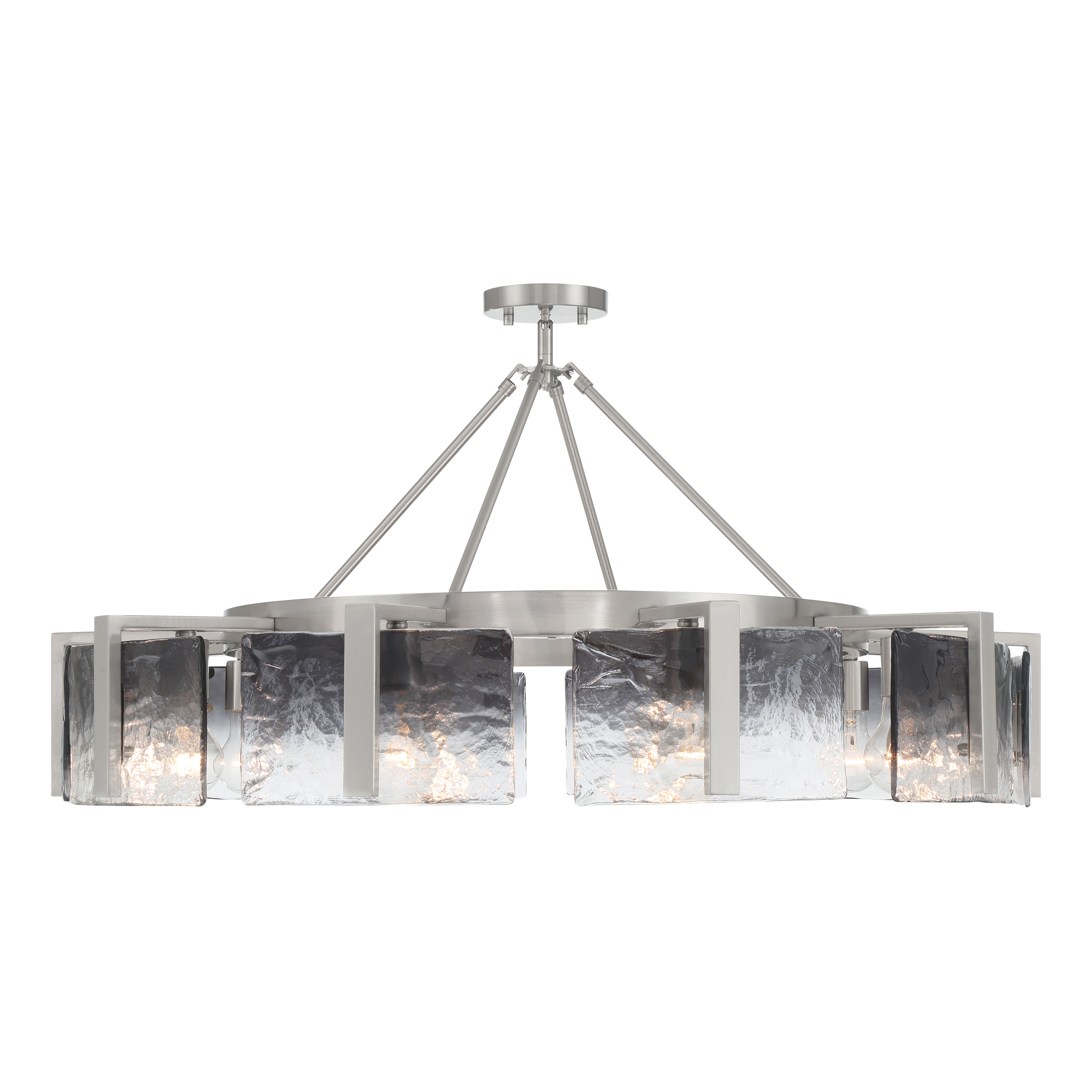 Aenon 10-light Semi-Flush Mount in Pewter with Smokey Water Glass - - Golden Lighting