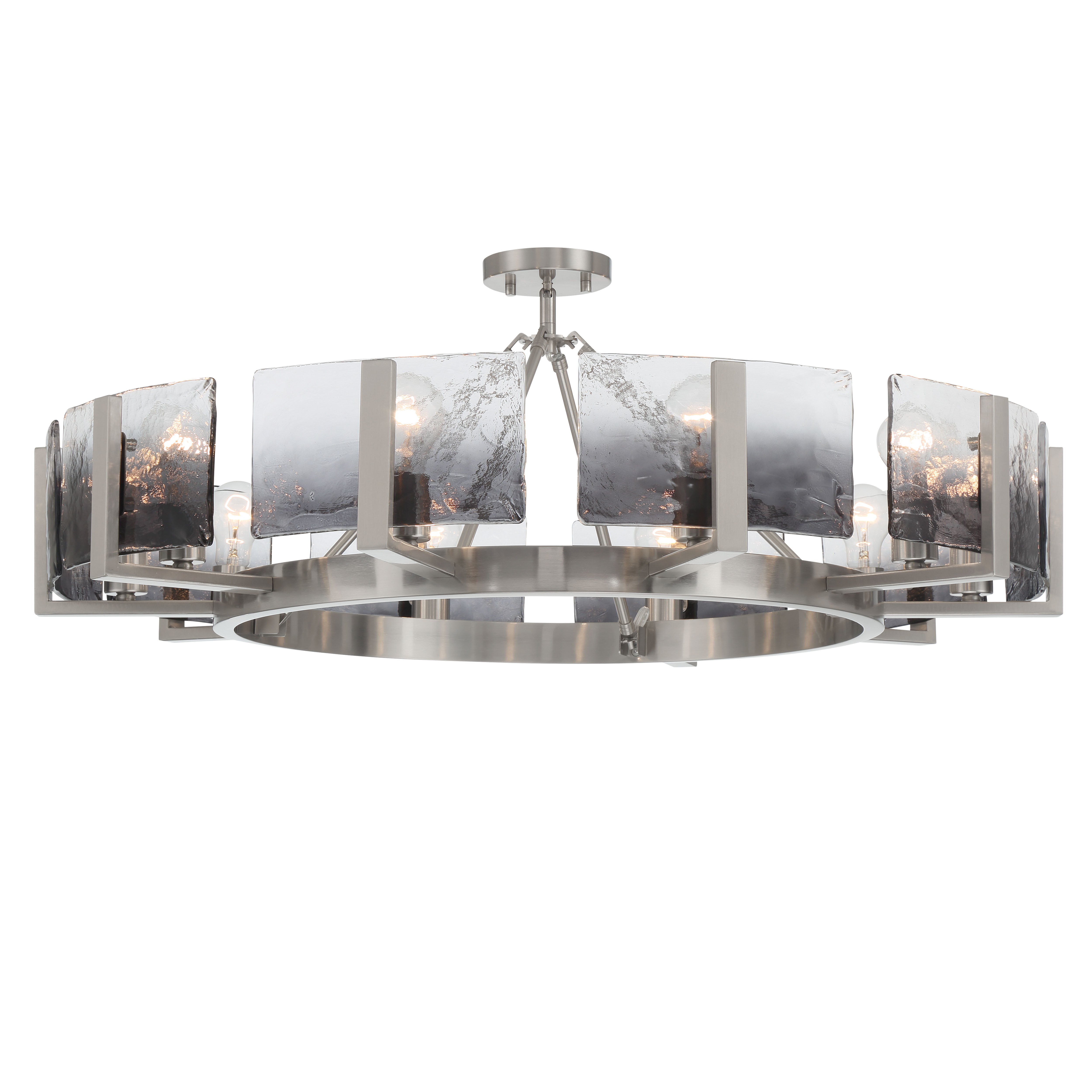 Yep by Golden Lighting Aenon 10-light Semi-Flush Mount in Pewter with Smokey Water Glass
