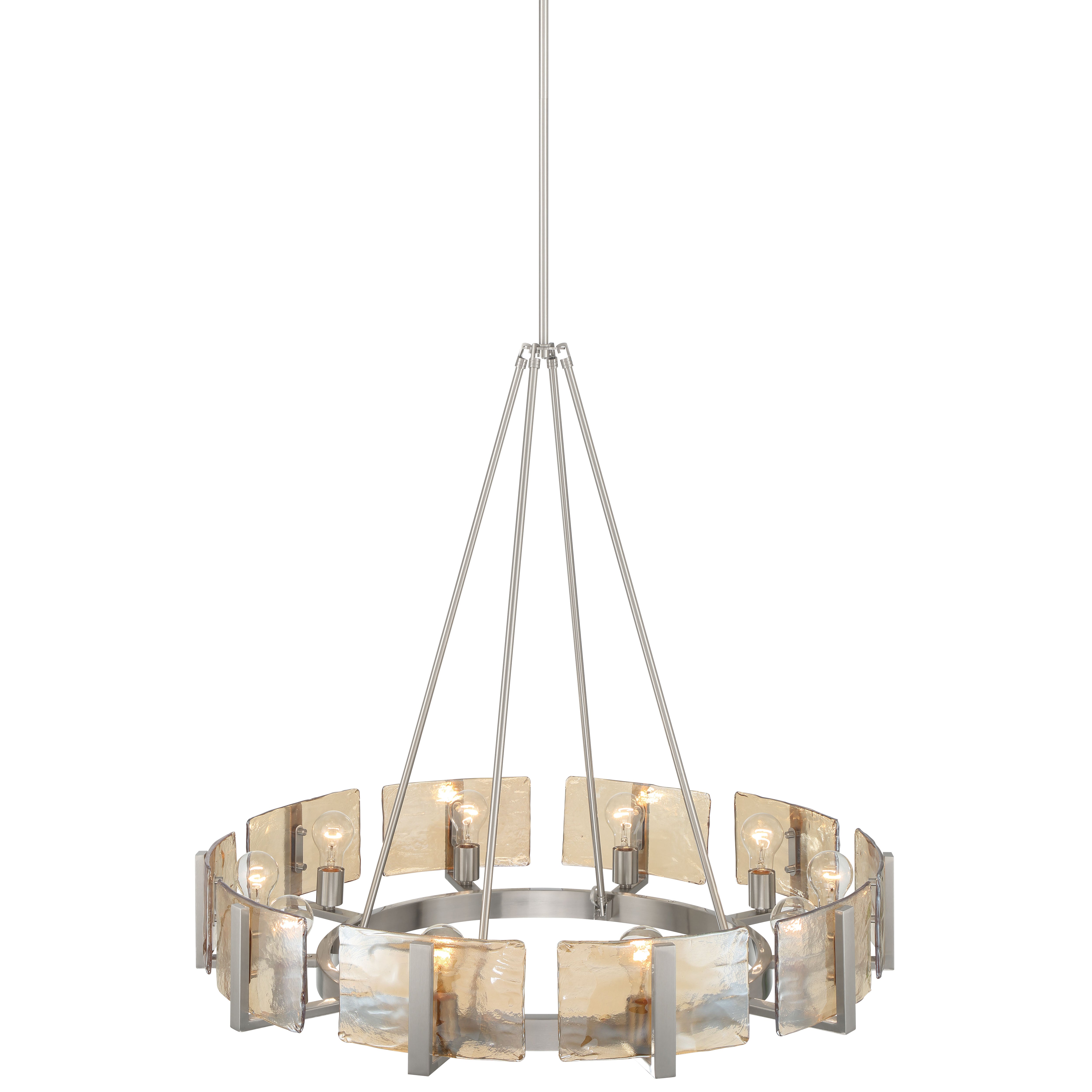 Yep by Golden Lighting Aenon 10-light Chandelier in Pewter with Amber Water Glass