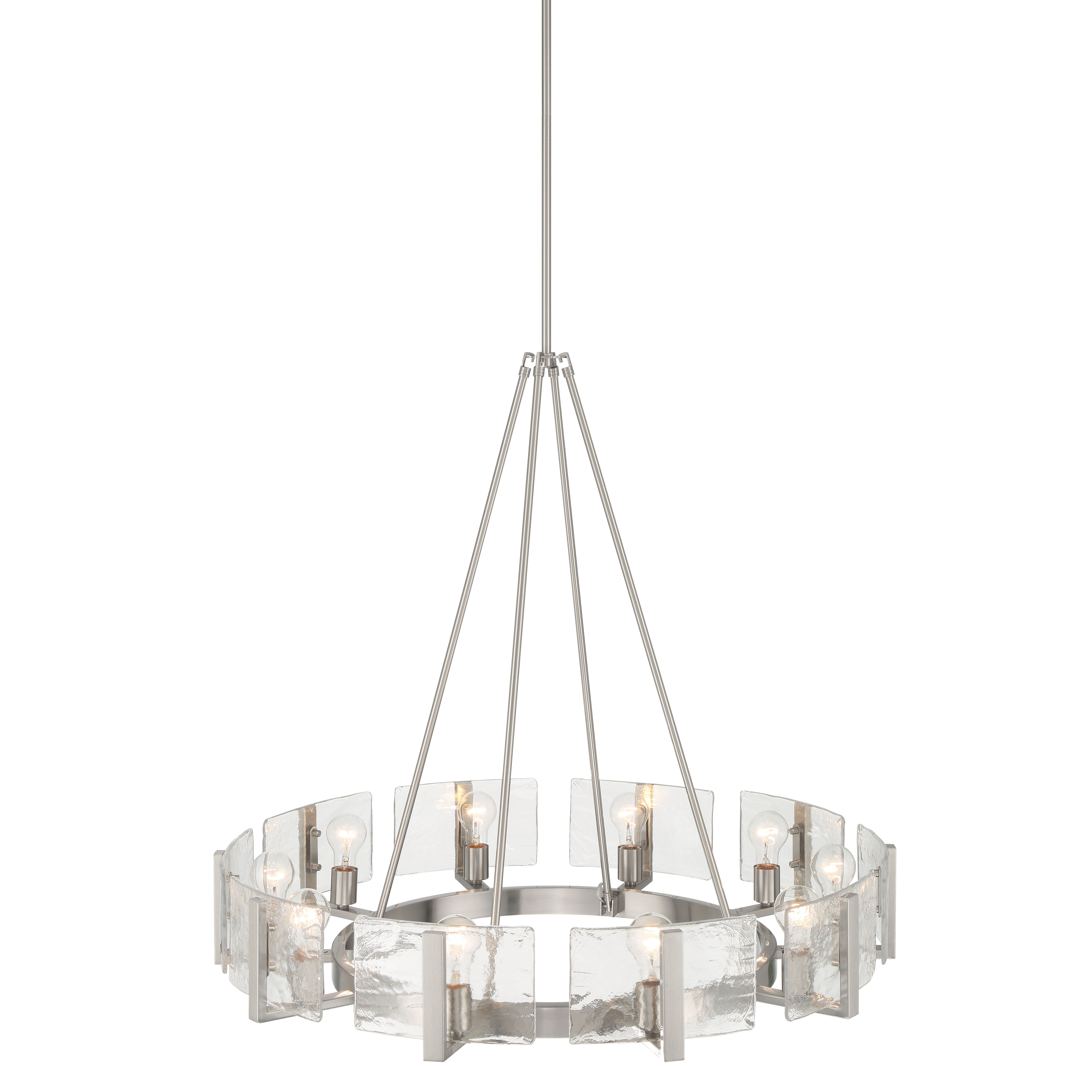 Yep by Golden Lighting Aenon 10-light Chandelier in Pewter with Hammered Water Glass