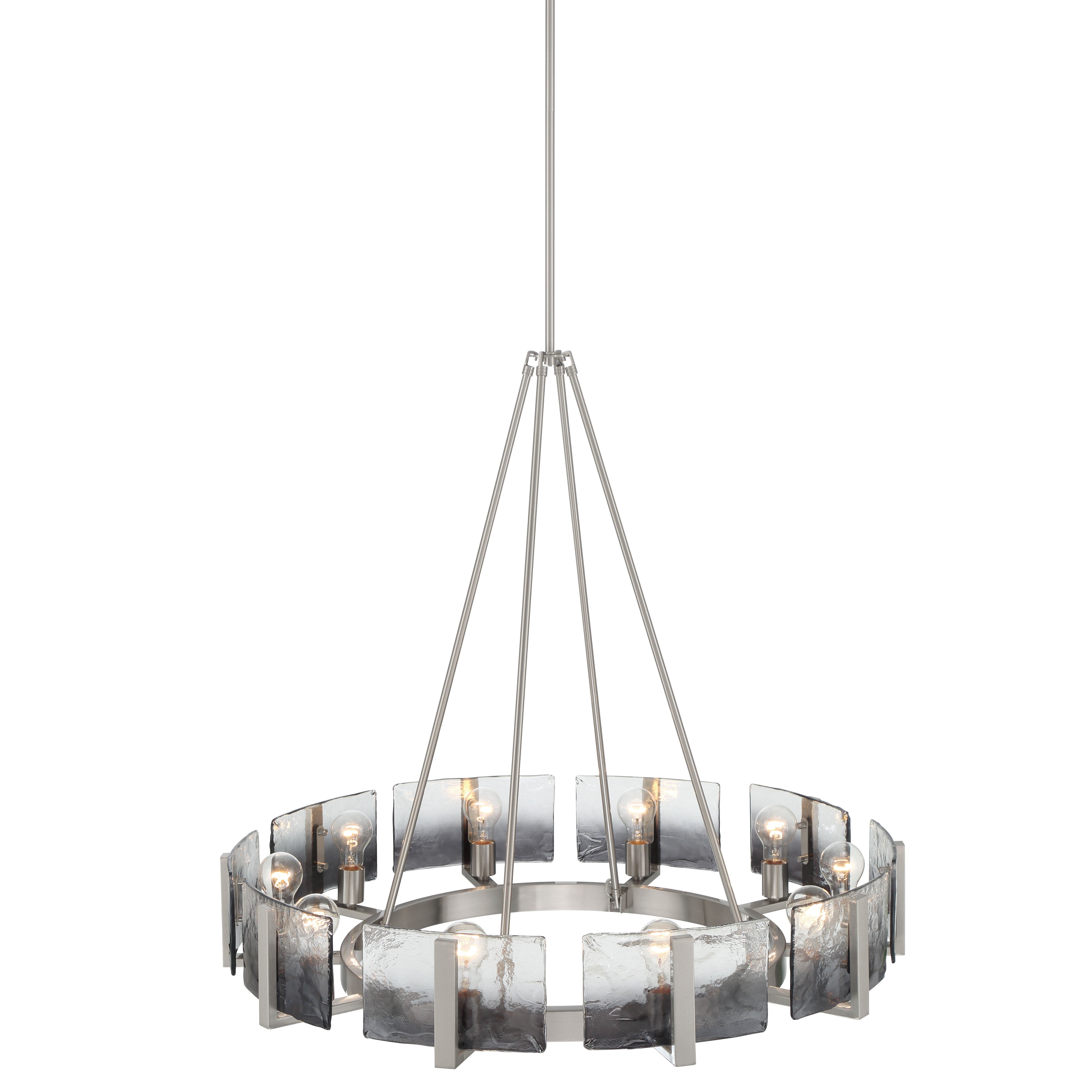 Yep by Golden Lighting Aenon 10-light Chandelier in Pewter with Smokey Water Glass