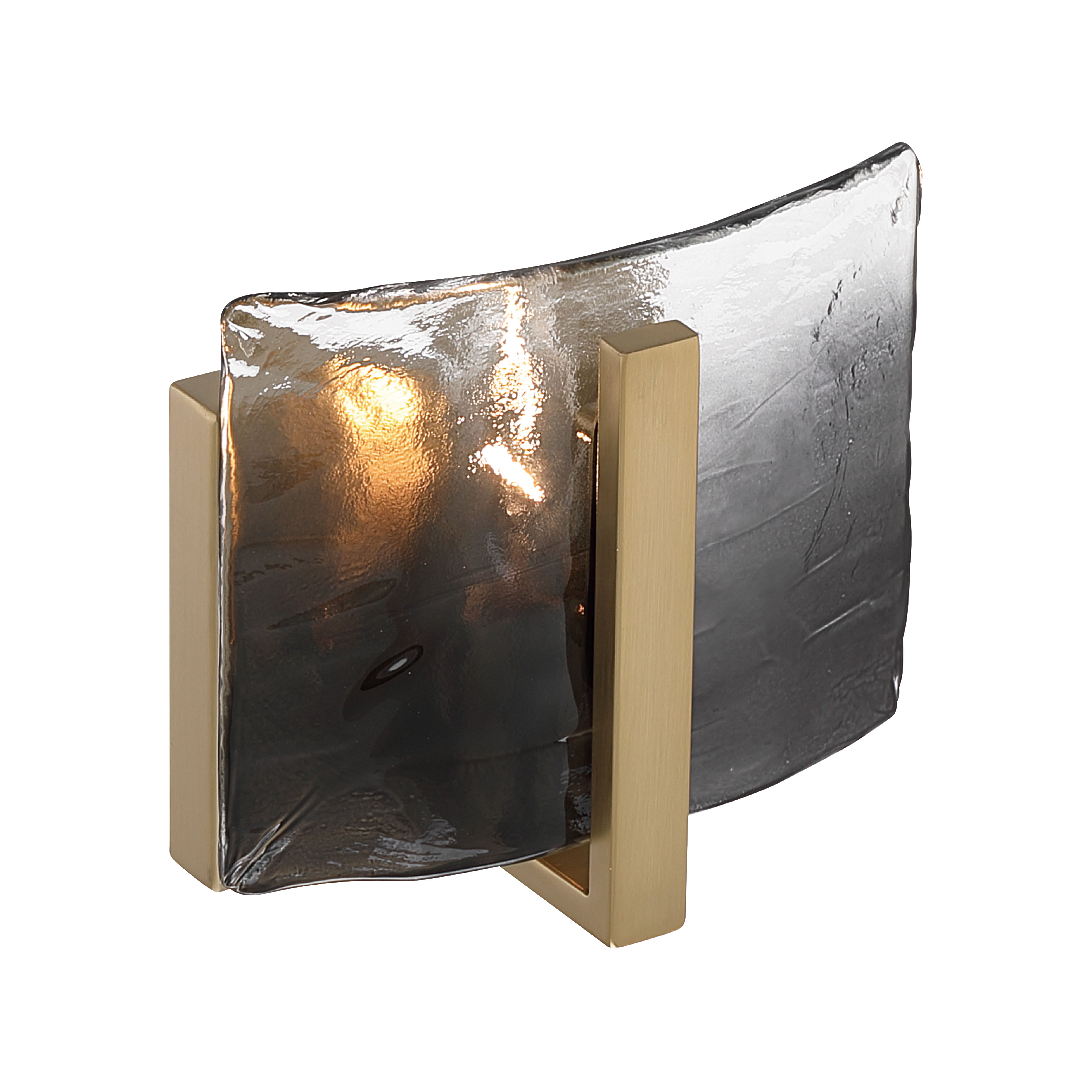 Aenon 1-light Wall Sconce in Brushed Champagne Brass with Smokey Water Glass - - Golden Lighting