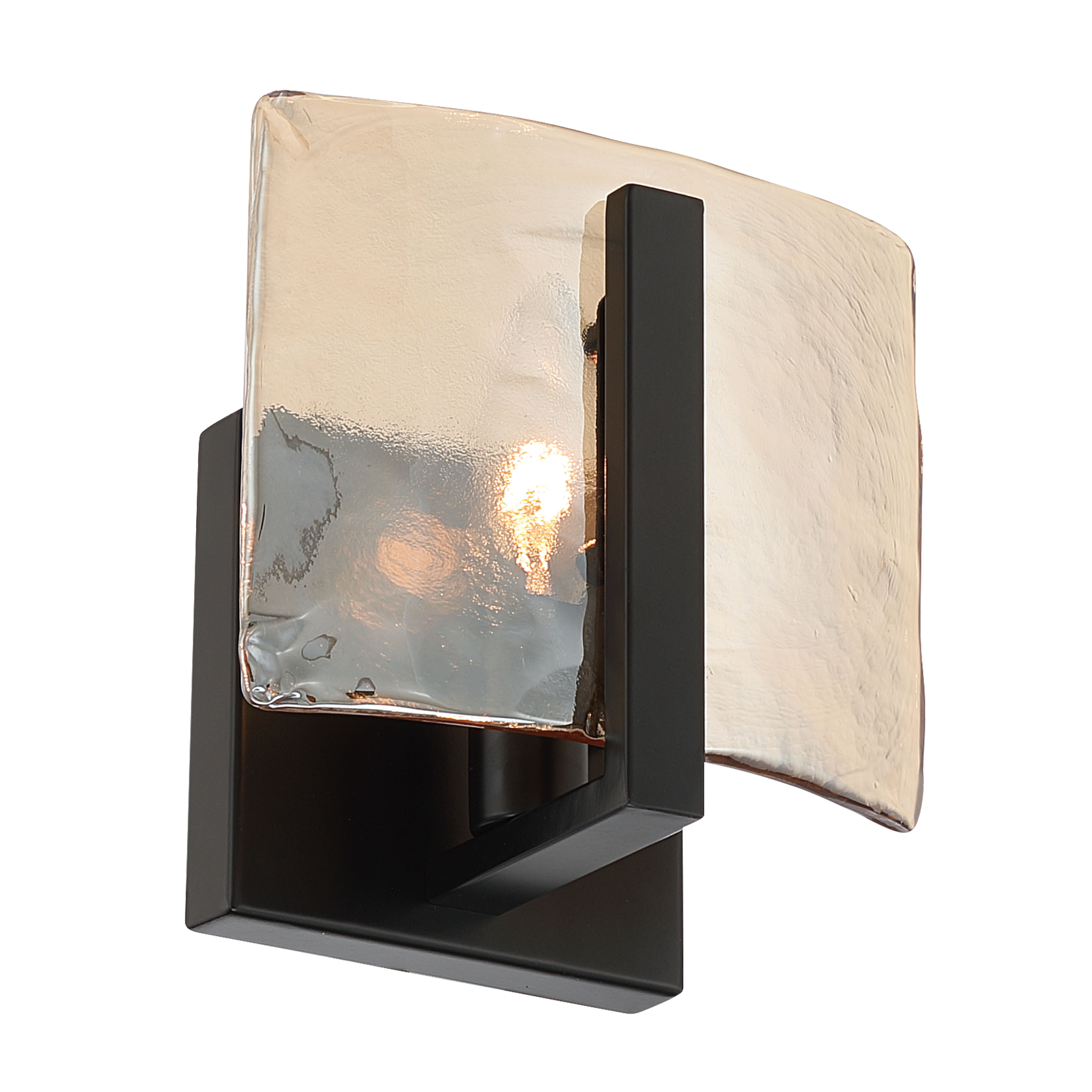 Aenon 1-light Wall Sconce in Matte Black with Amber Water Glass - - Golden Lighting