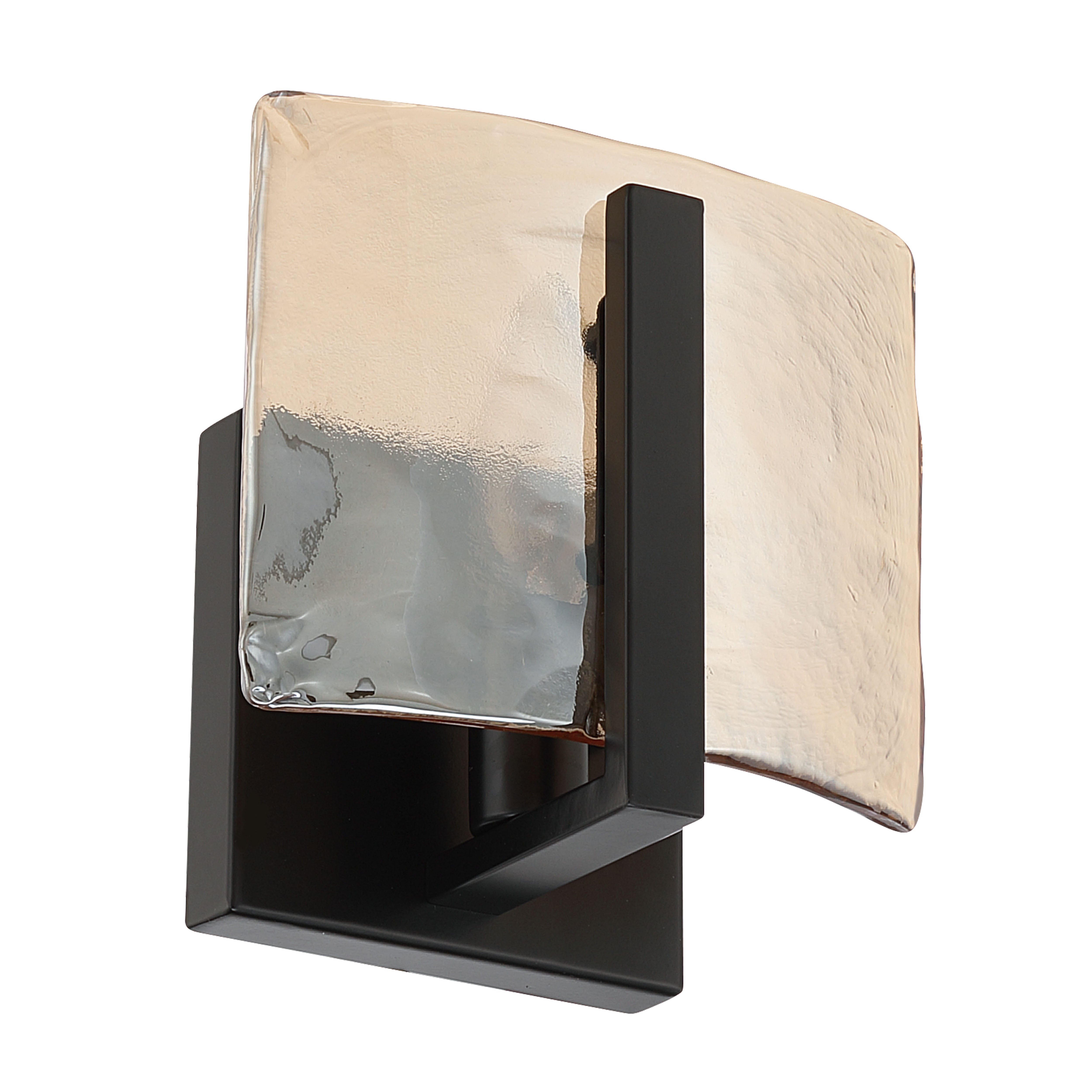 Aenon 1-light Wall Sconce in Matte Black with Amber Water Glass - - Golden Lighting