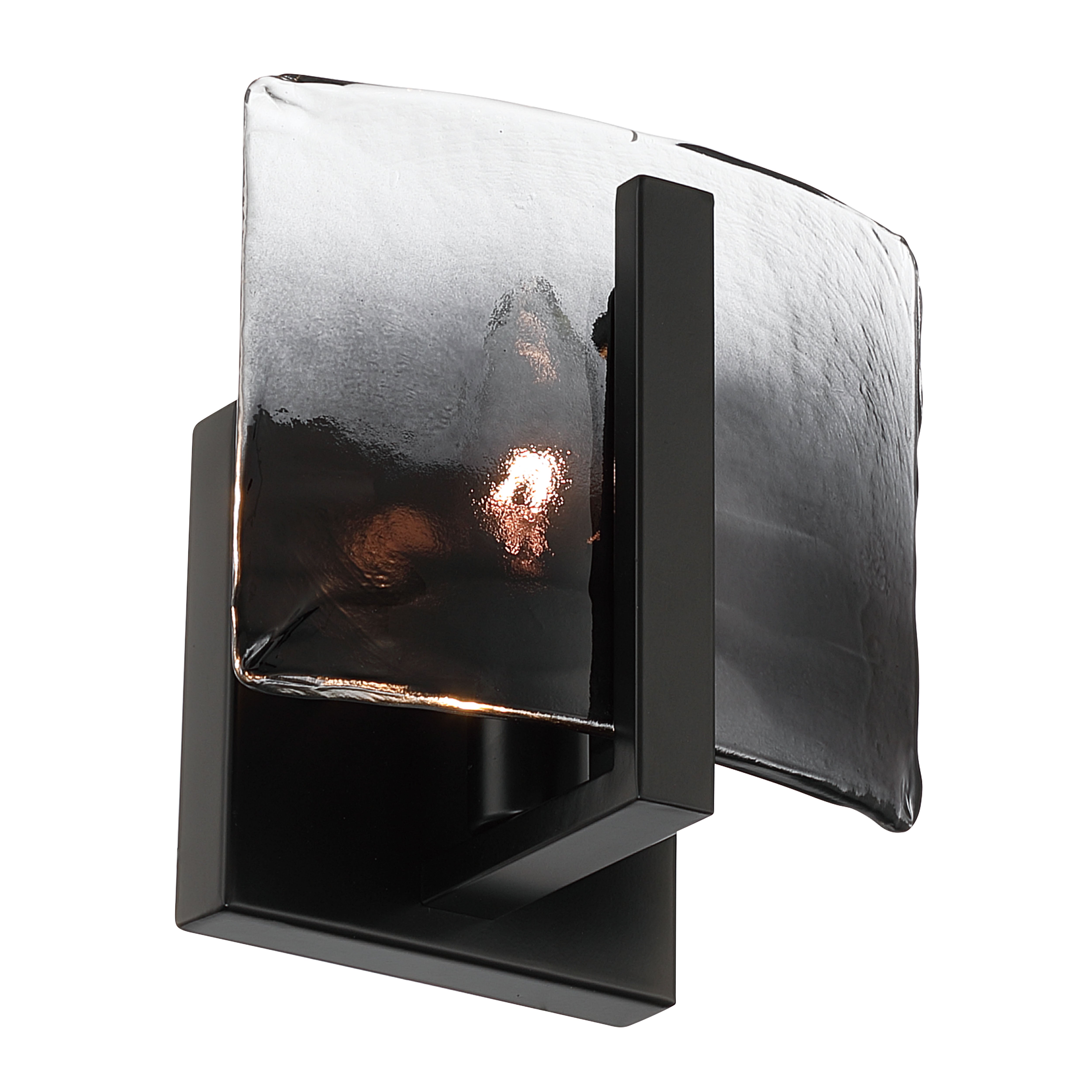 Aenon 1-light Wall Sconce in Matte Black with Smokey Water Glass - - Golden Lighting