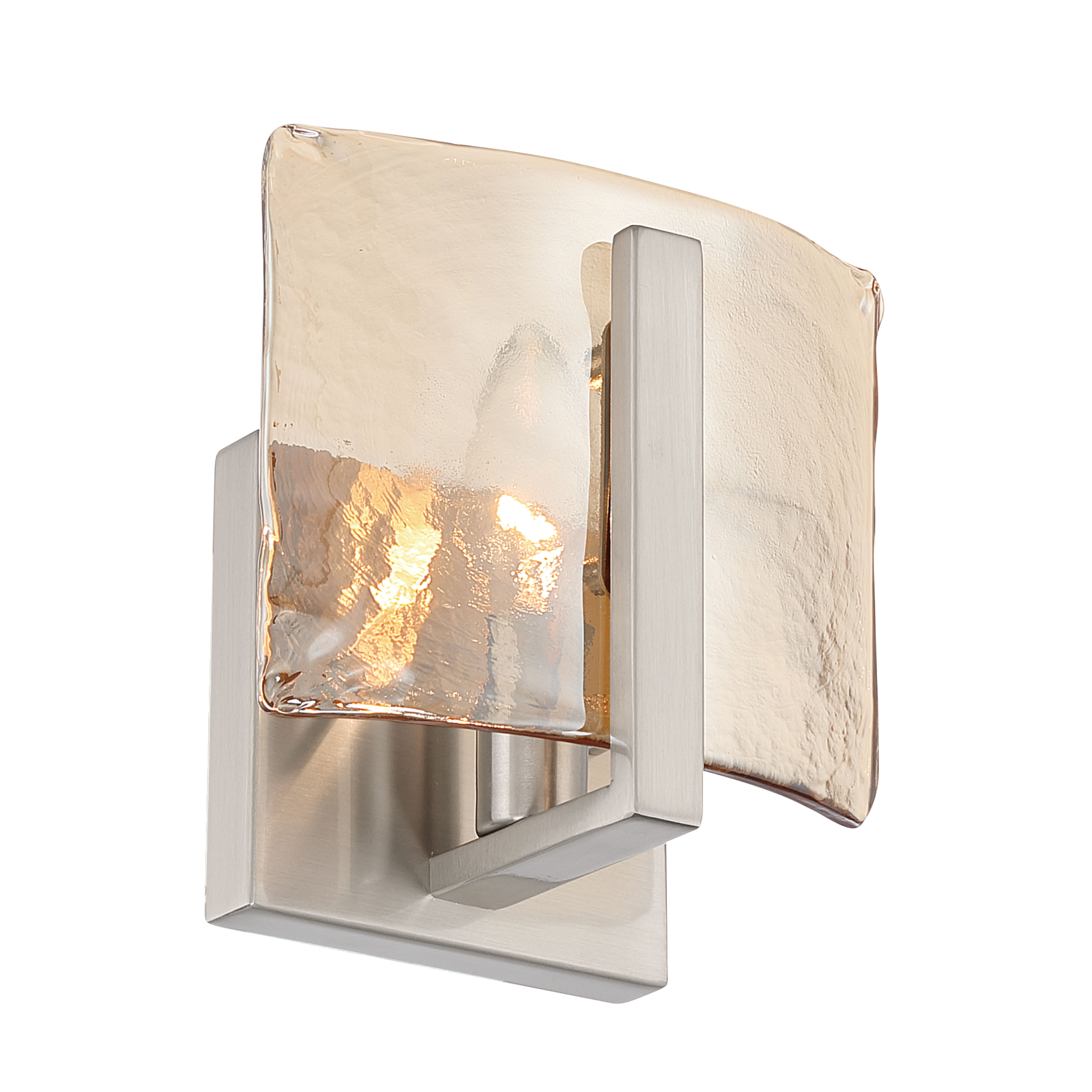 Aenon 1-light Wall Sconce in Pewter with Amber Water Glass - - Golden Lighting