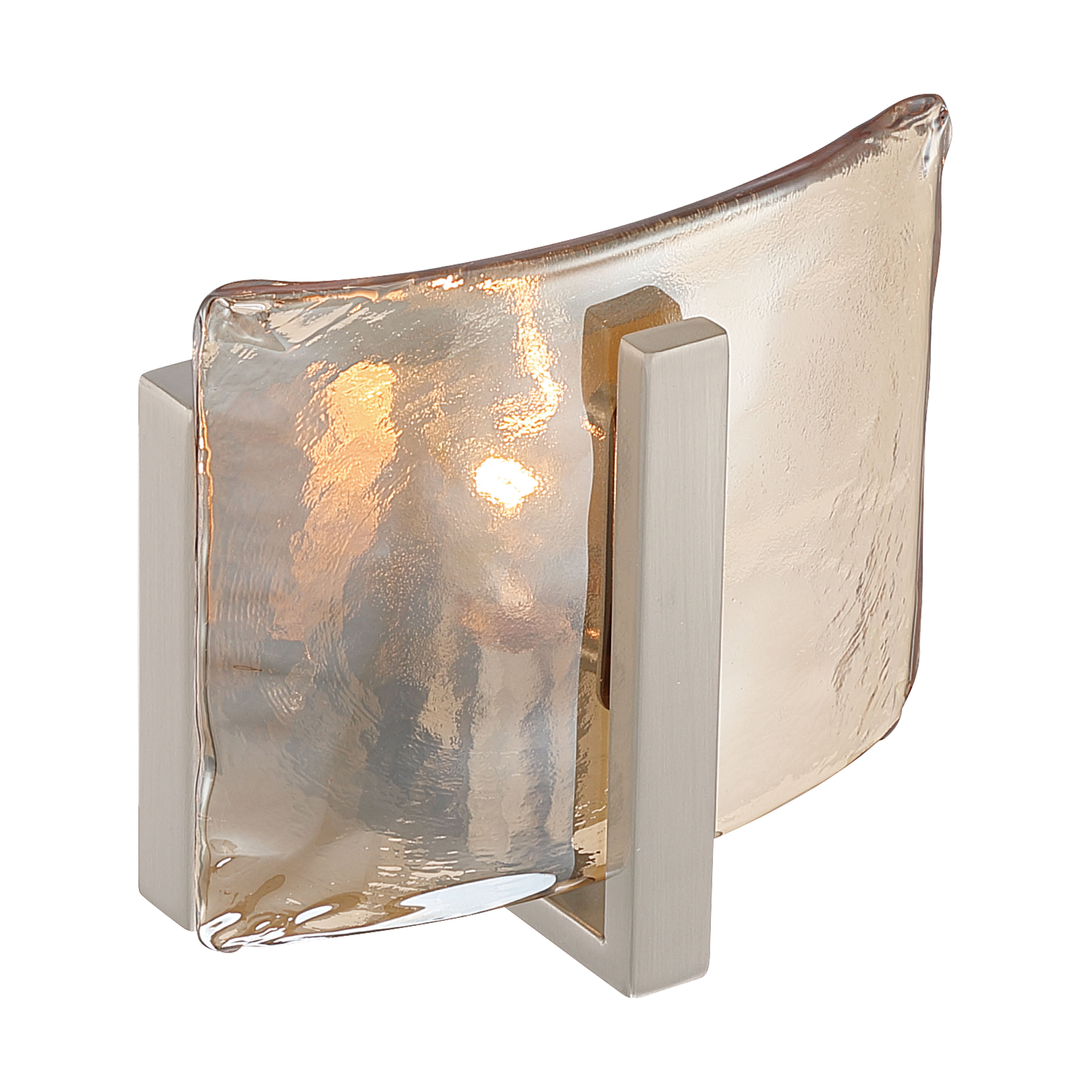Aenon 1-light Wall Sconce in Pewter with Amber Water Glass - - Golden Lighting
