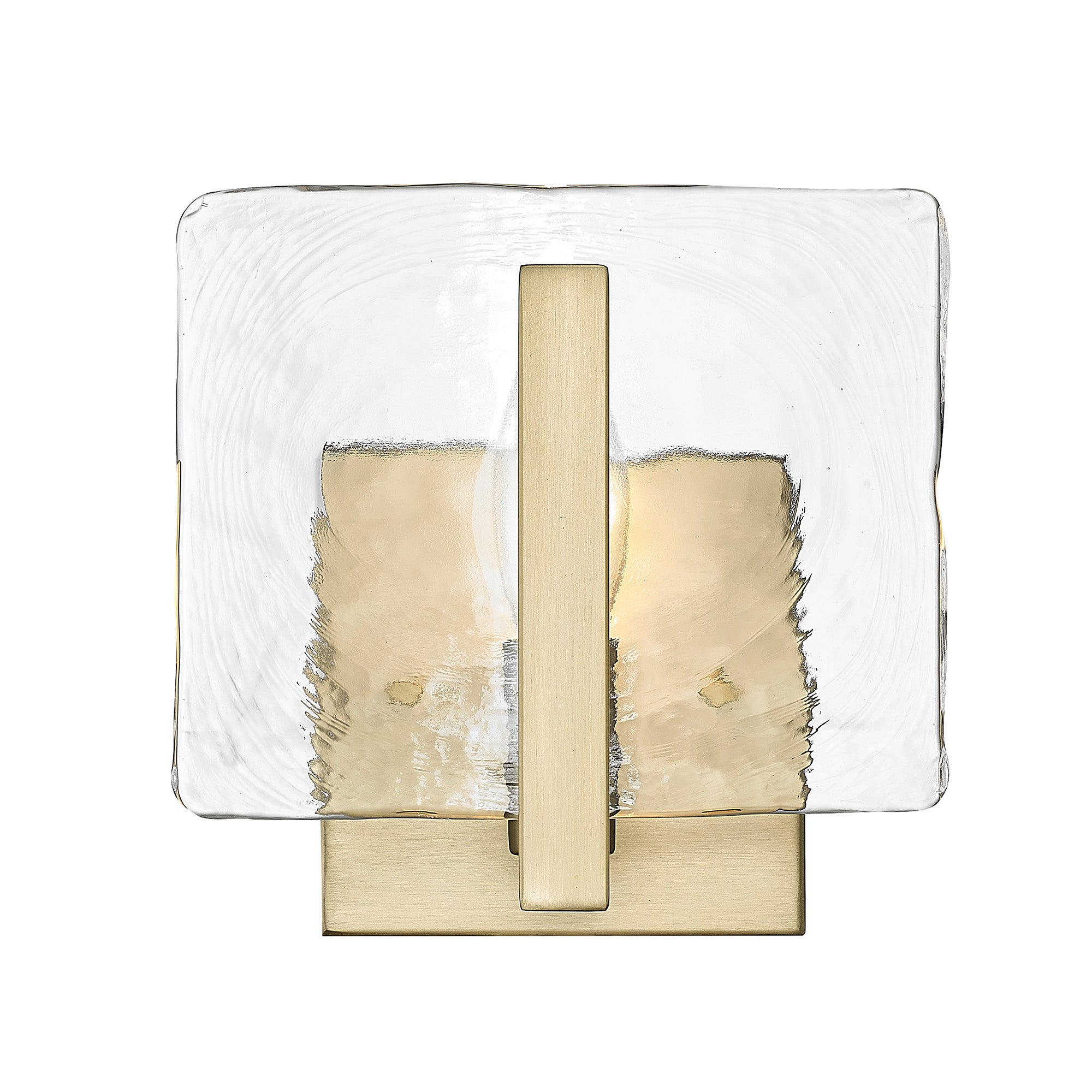 Aenon BCB 1 Light Wall Sconce in Brushed Champagne Bronze with Hammered Water Glass Shade - Default Title - Golden Lighting