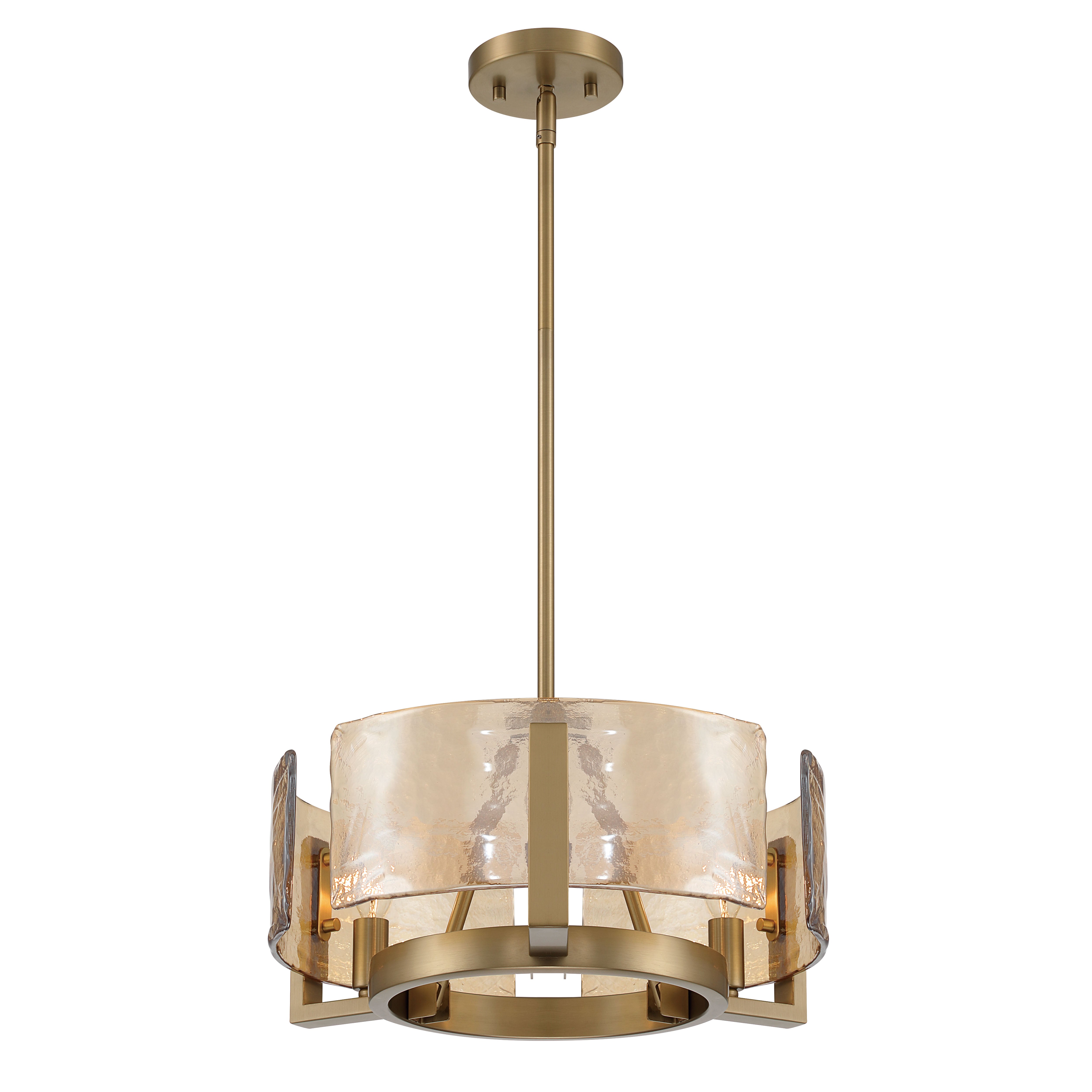 Aenon 3-light Chandelier in Brushed Champagne Brass with Amber Water Glass - - Golden Lighting