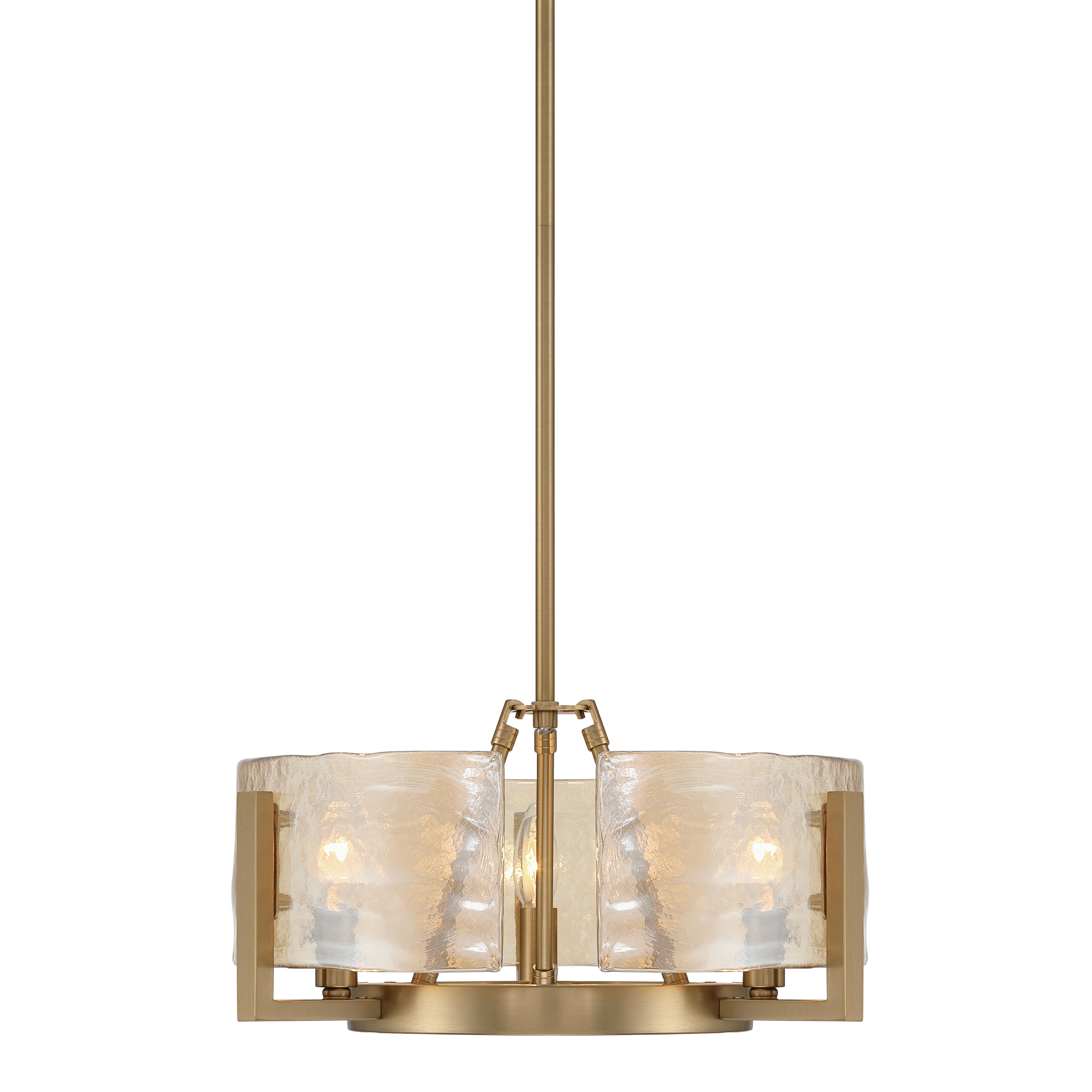 Aenon 3-light Chandelier in Brushed Champagne Brass with Amber Water Glass - - Golden Lighting