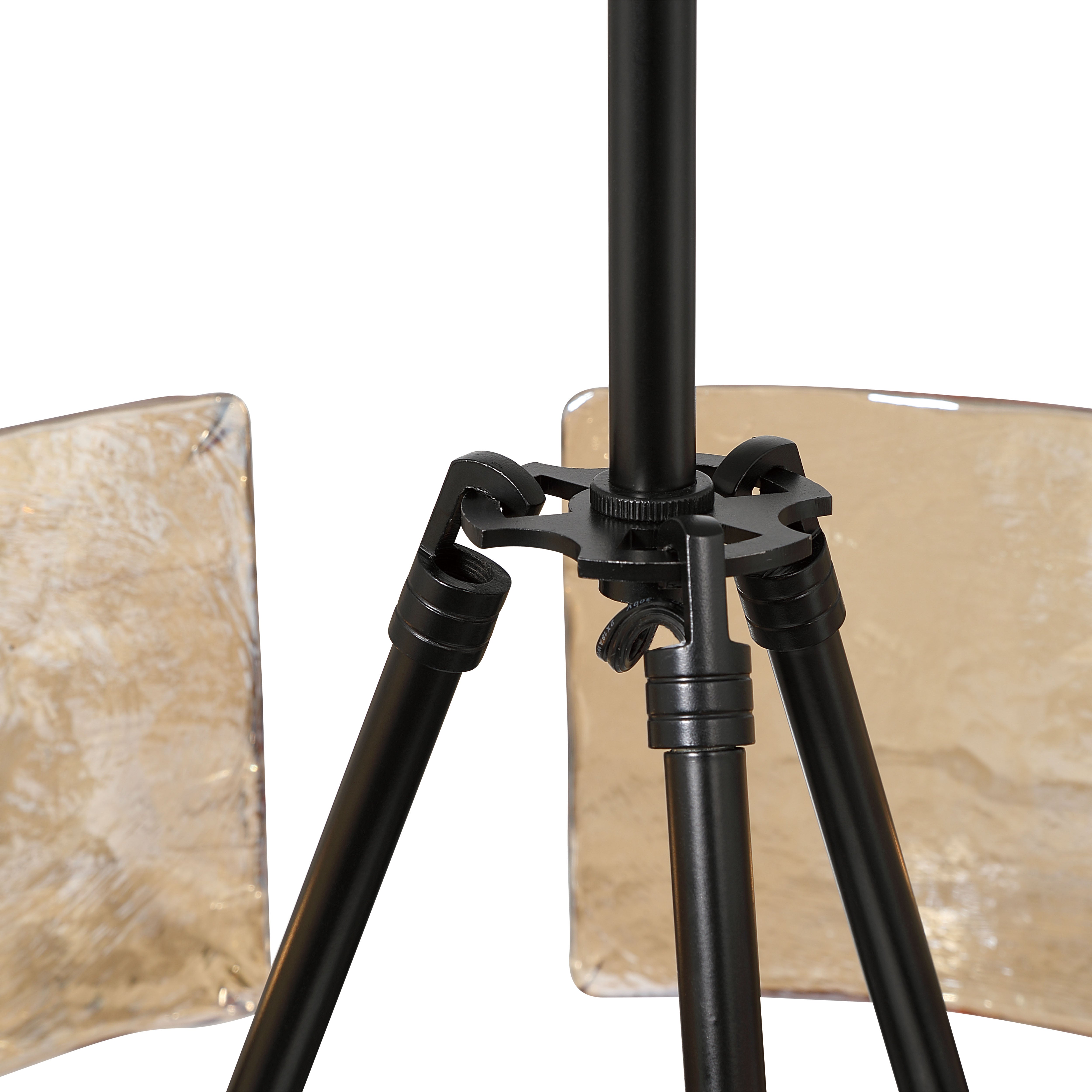 Aenon 3-light Chandelier in Matte Black with Amber Water Glass - - Golden Lighting