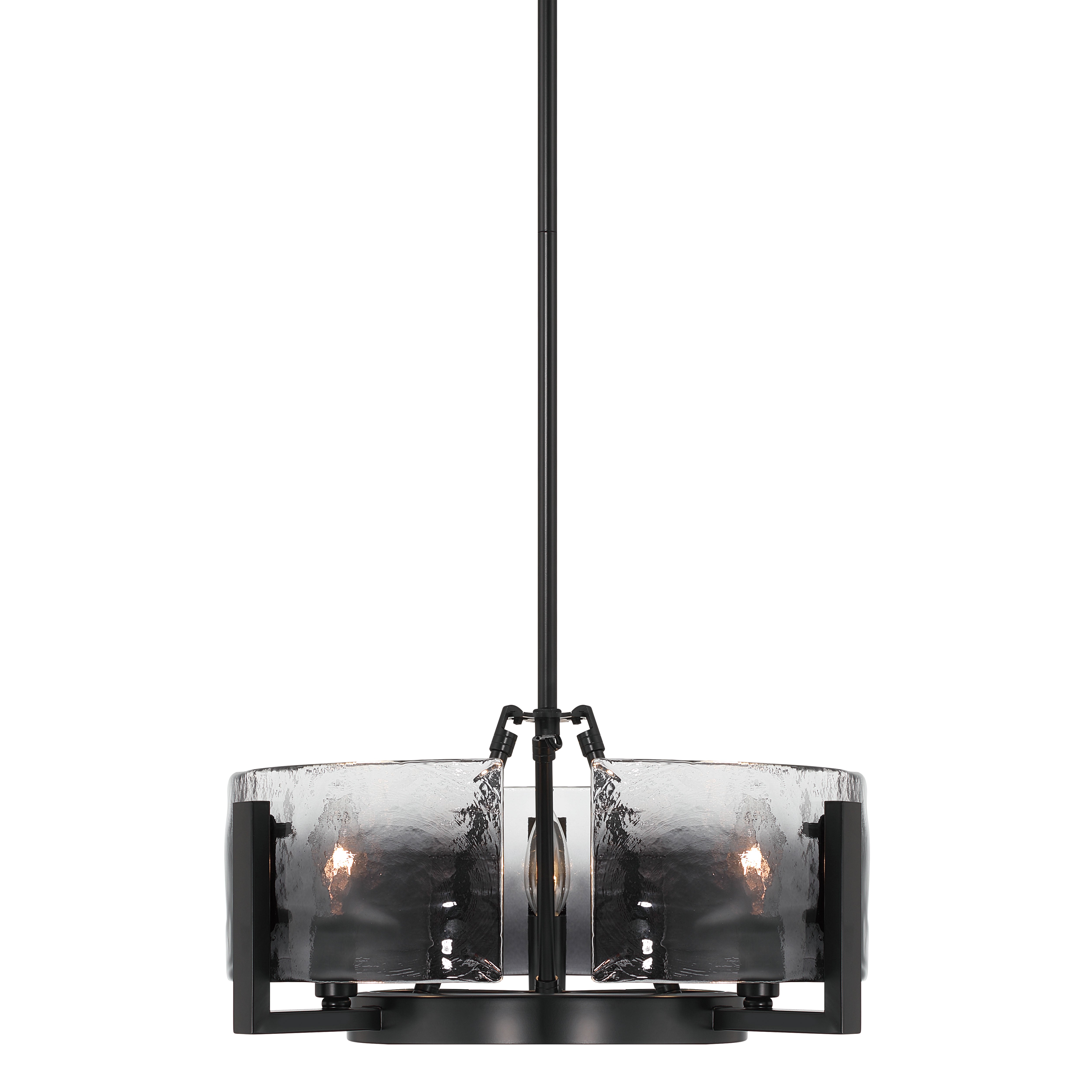 Aenon 3-light Chandelier in Matte Black with Smokey Water Glass - - Golden Lighting