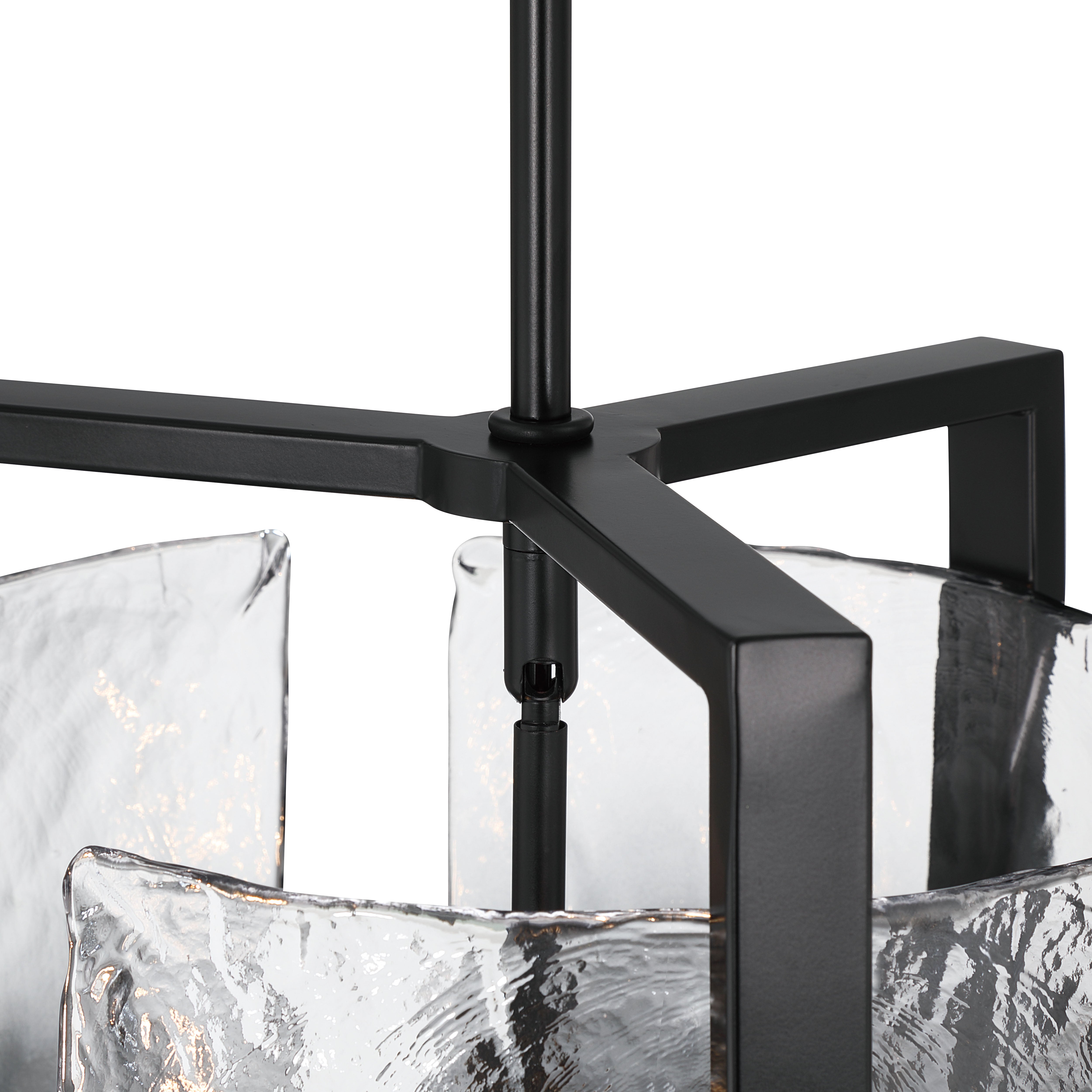 Aenon 3-light Pendant in Matte Black with Smokey Water Glass - - Golden Lighting