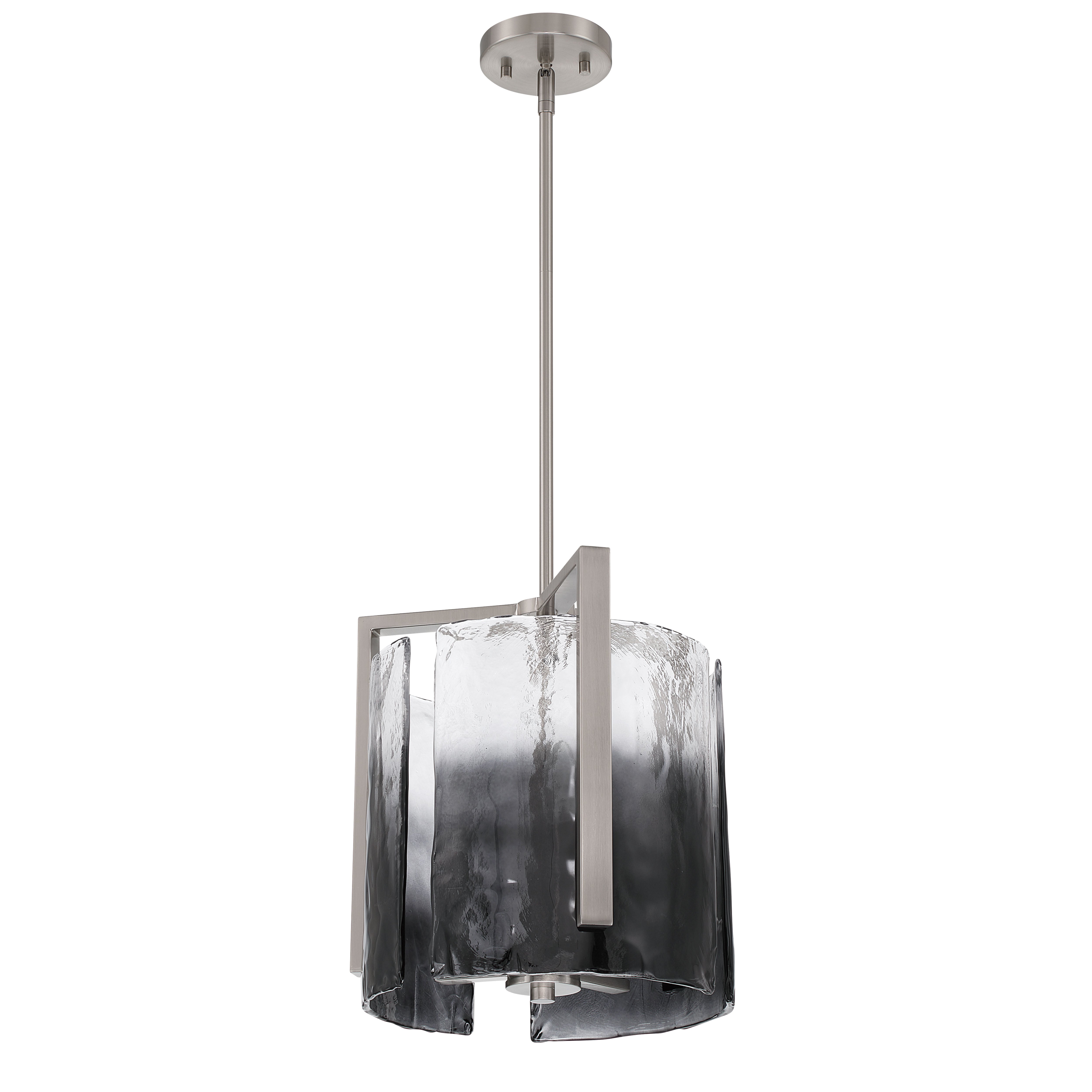 Aenon 3-light Pendant in Pewter with Smokey Water Glass - - Golden Lighting