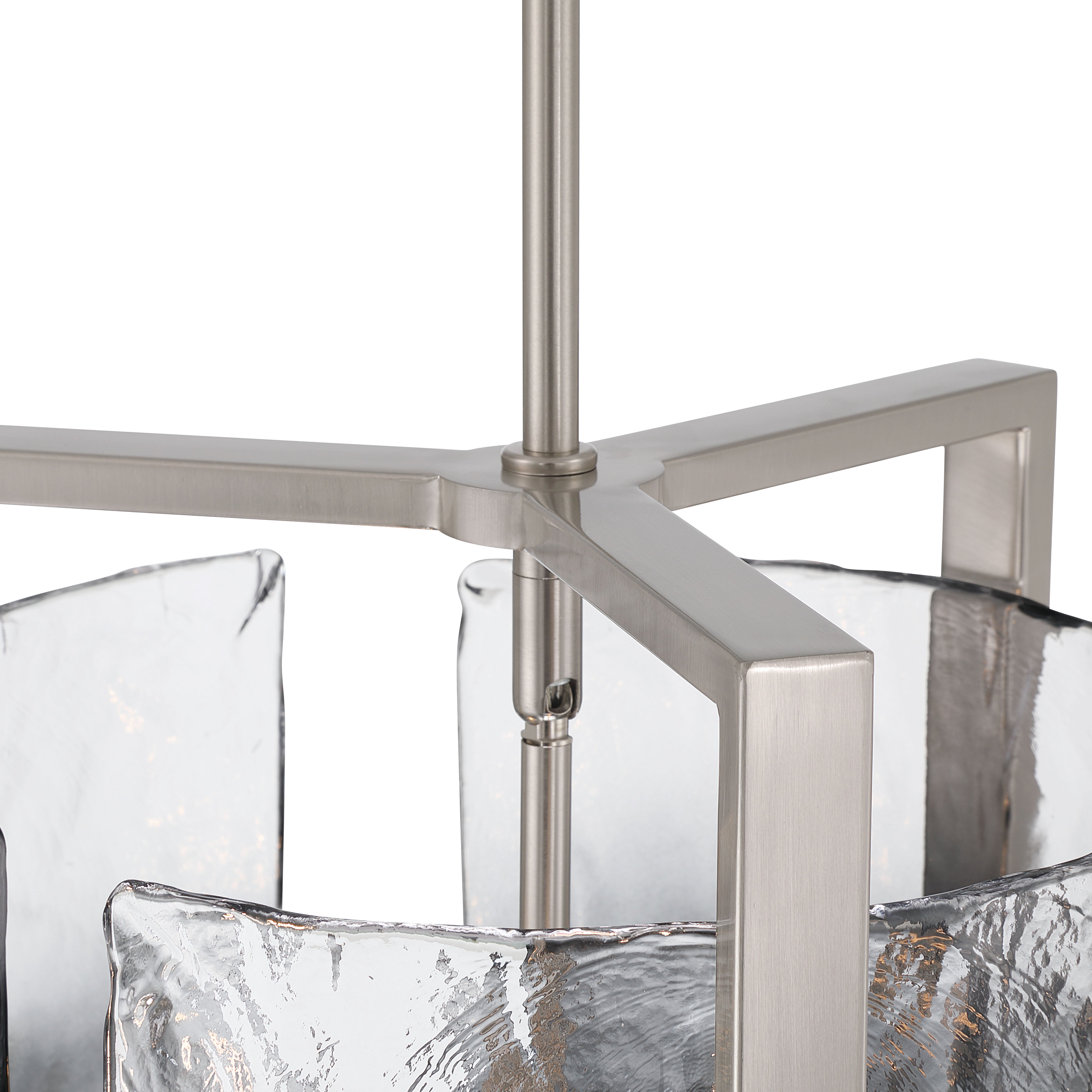 Aenon 3-light Pendant in Pewter with Smokey Water Glass - - Golden Lighting