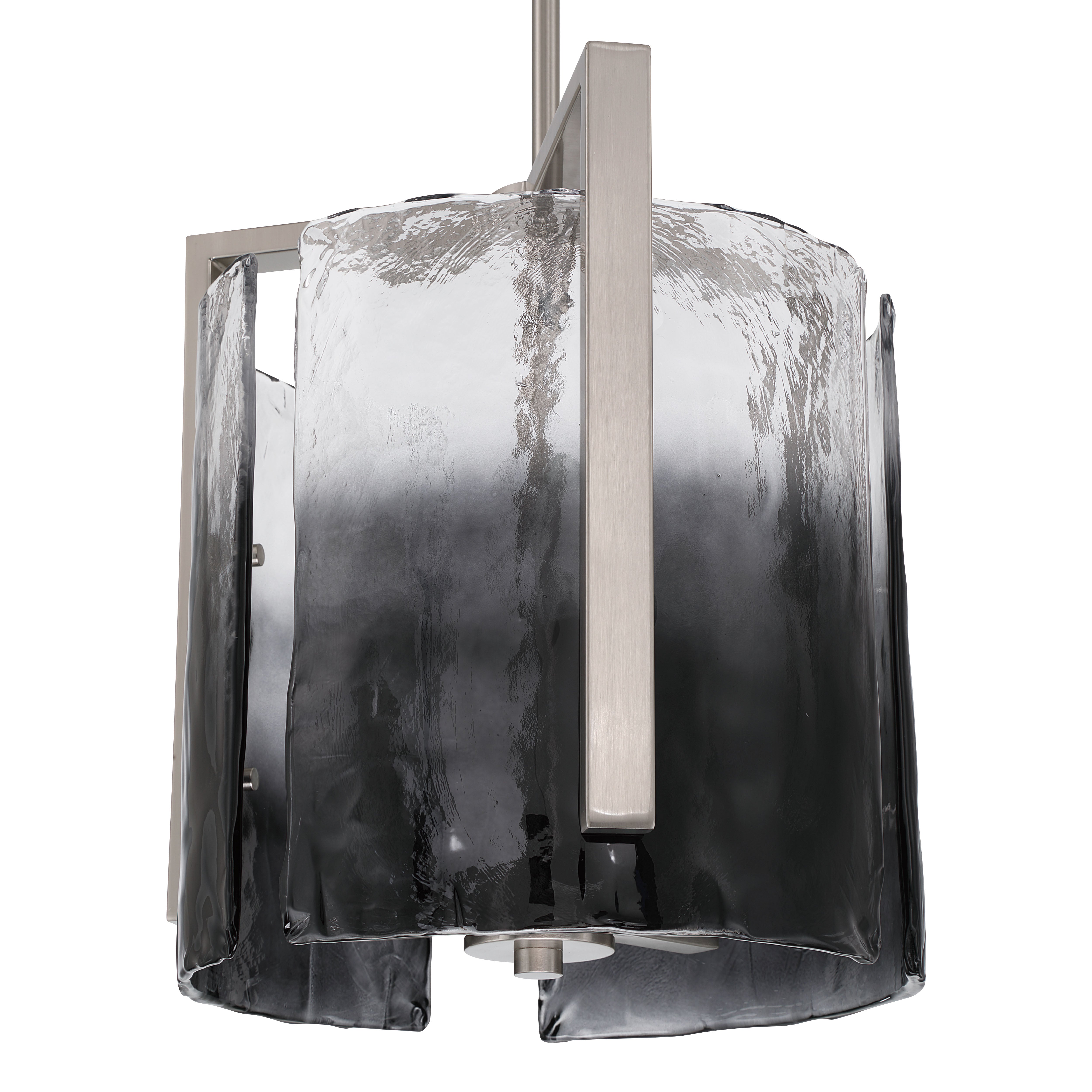 Aenon 3-light Pendant in Pewter with Smokey Water Glass - - Golden Lighting