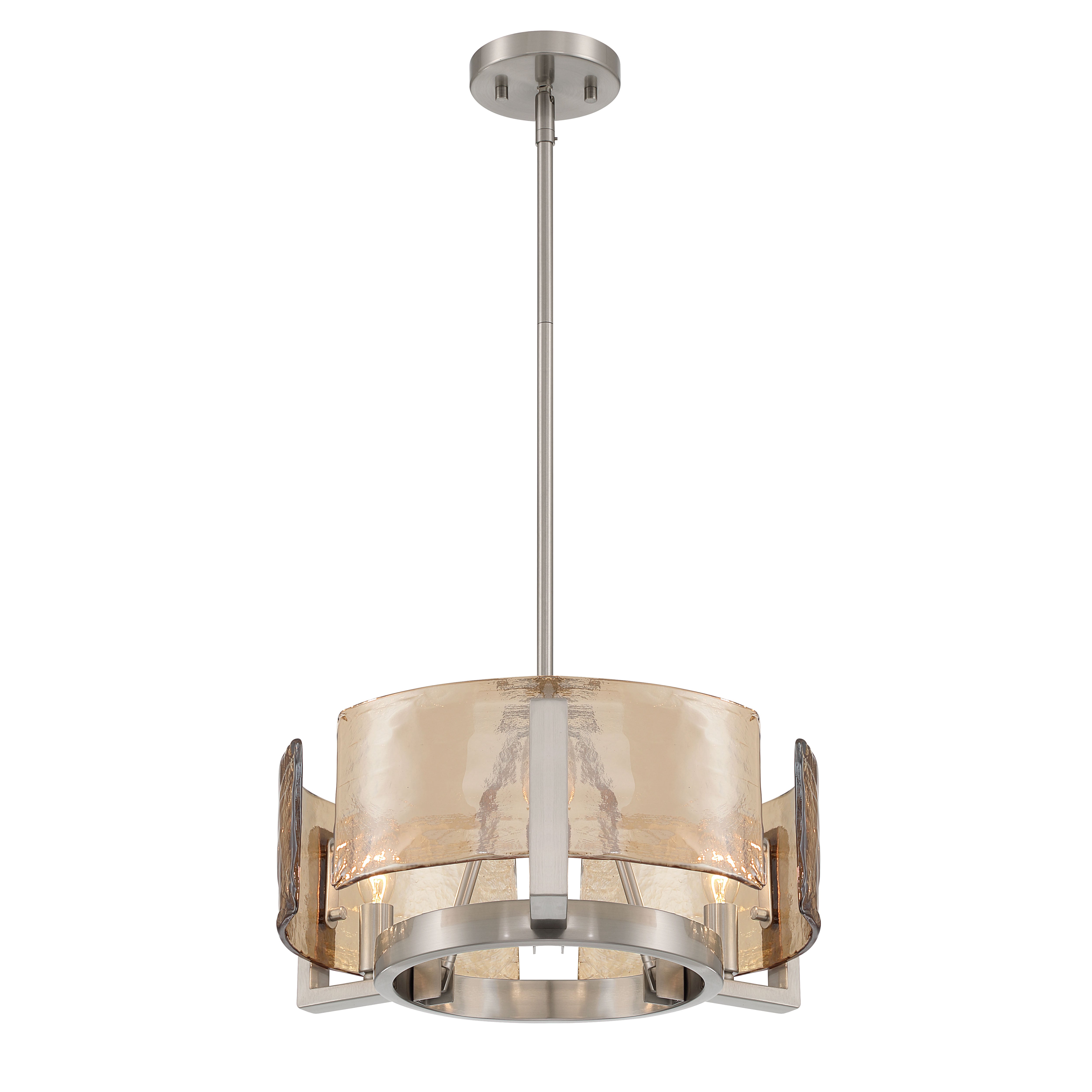 Aenon 3-light Chandelier in Pewter with Amber Water Glass - - Golden Lighting