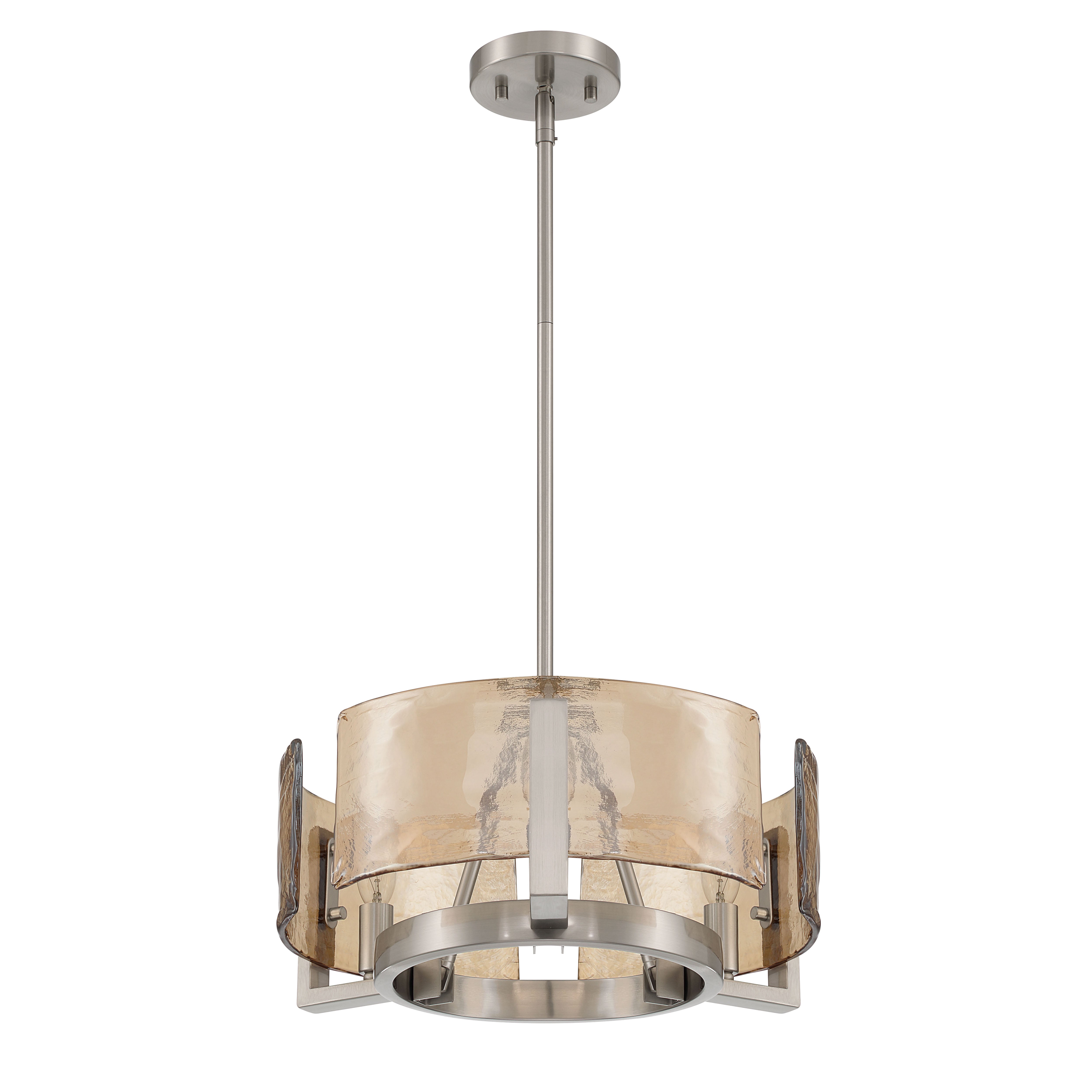 Aenon 3-light Chandelier in Pewter with Amber Water Glass - - Golden Lighting