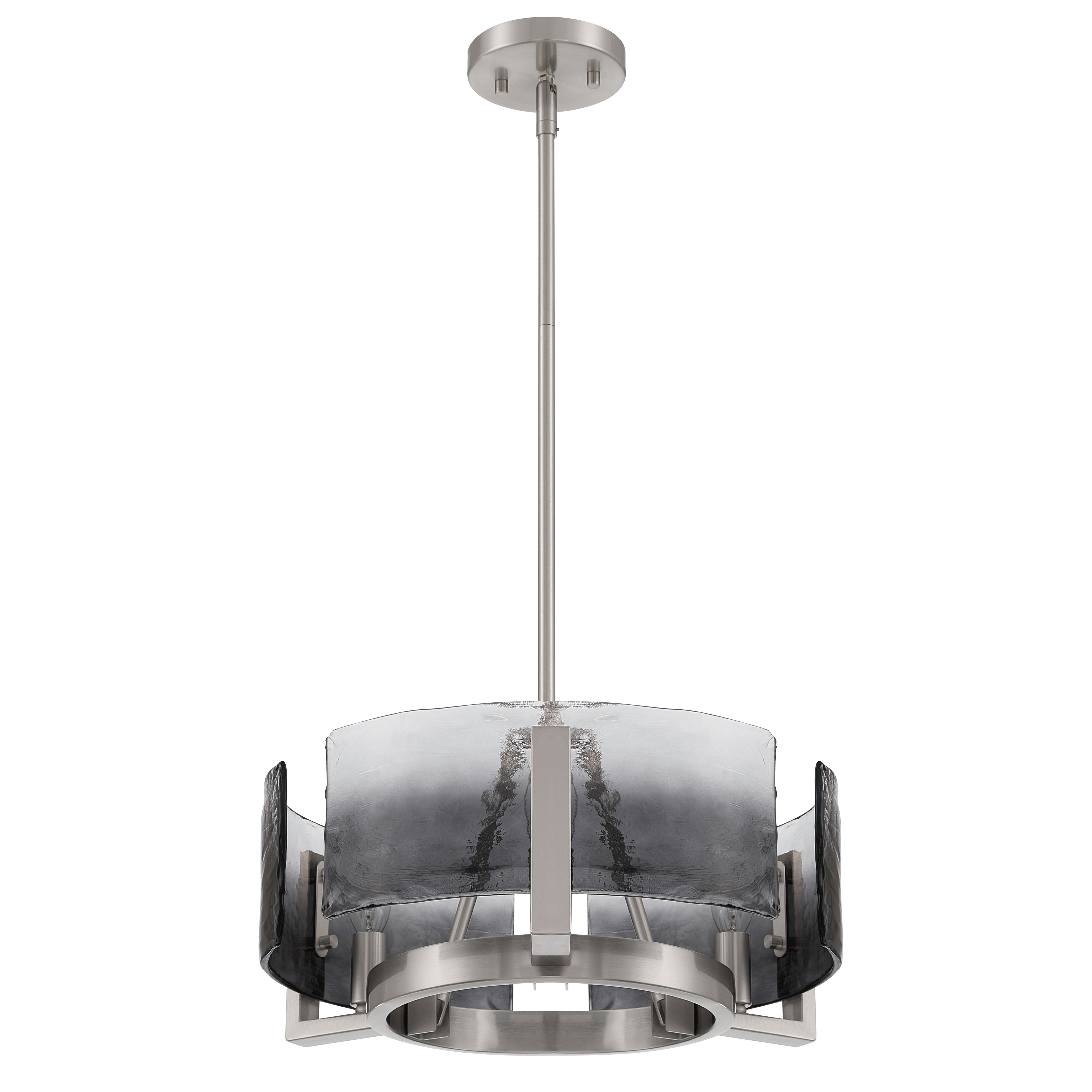 Aenon 3-light Chandelier in Pewter with Smokey Water Glass - - Golden Lighting