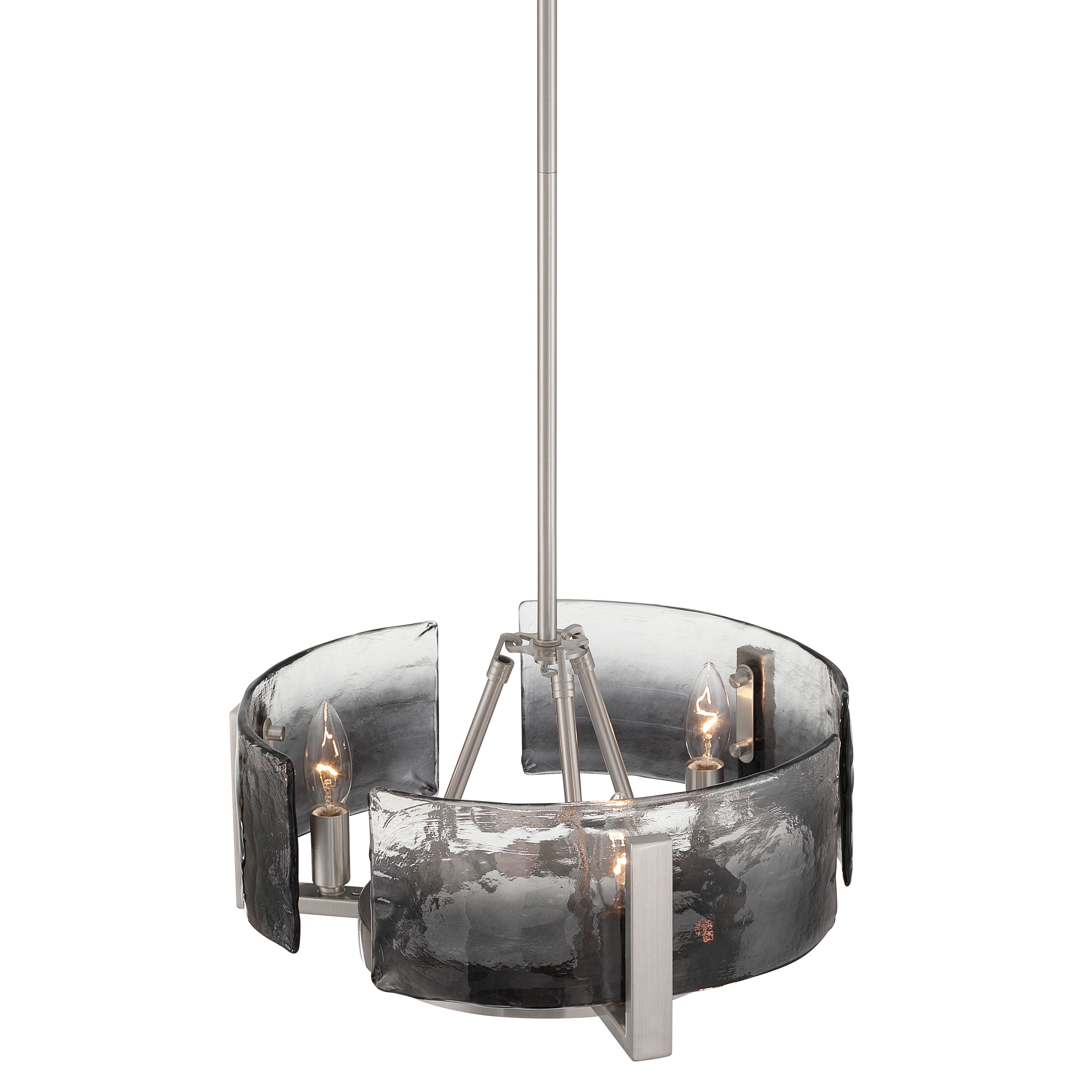Aenon 3-light Chandelier in Pewter with Smokey Water Glass - - Golden Lighting