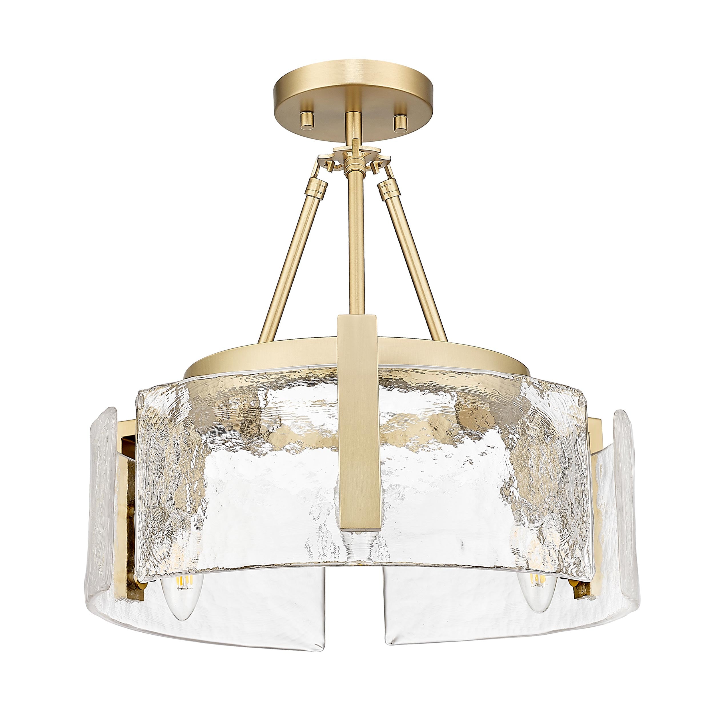 Yep by Golden Lighting Aenon 3-light Semi-Flush Mount in Brushed Champagne Brass