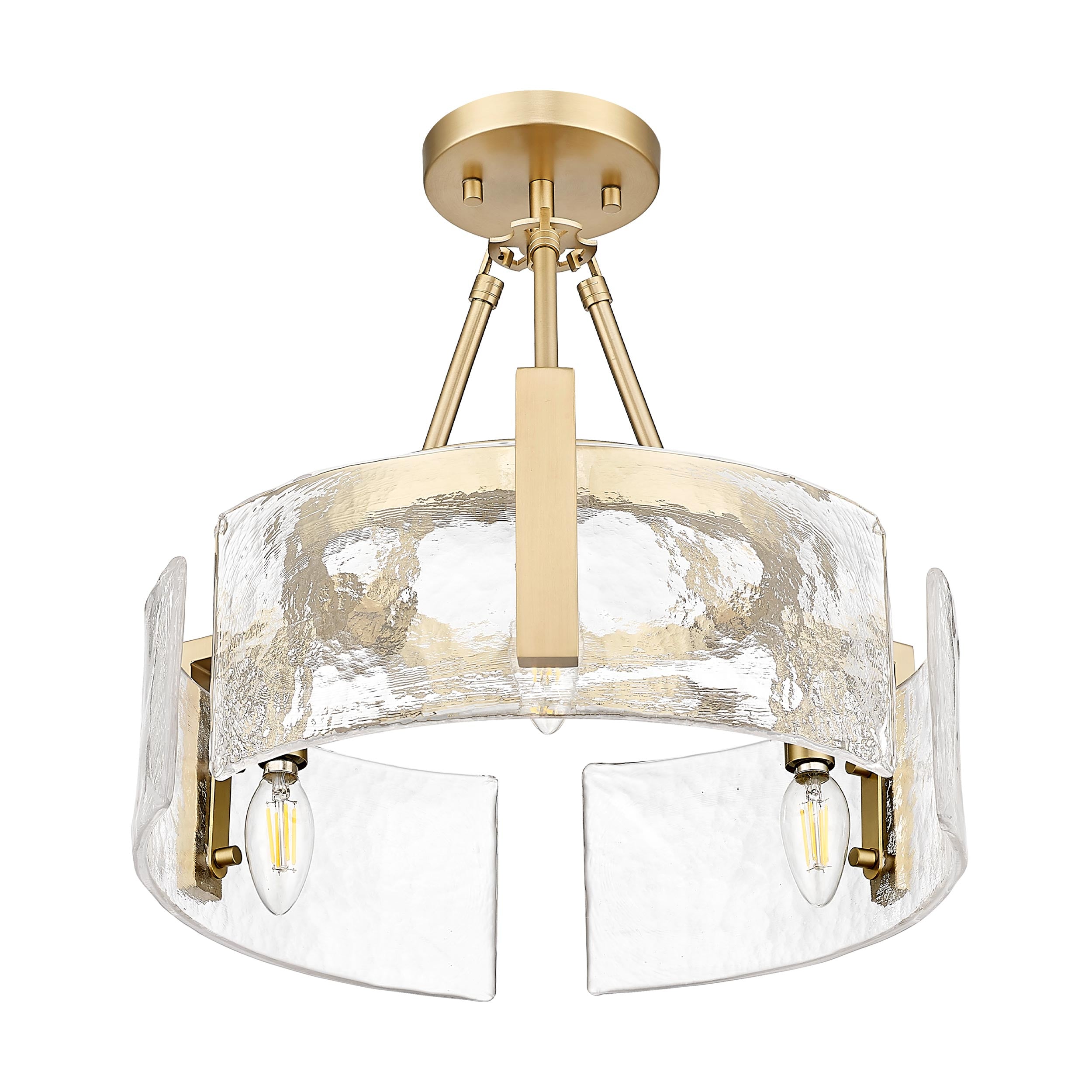 Yep by Golden Lighting Aenon 3-light Semi-Flush Mount in Brushed Champagne Brass