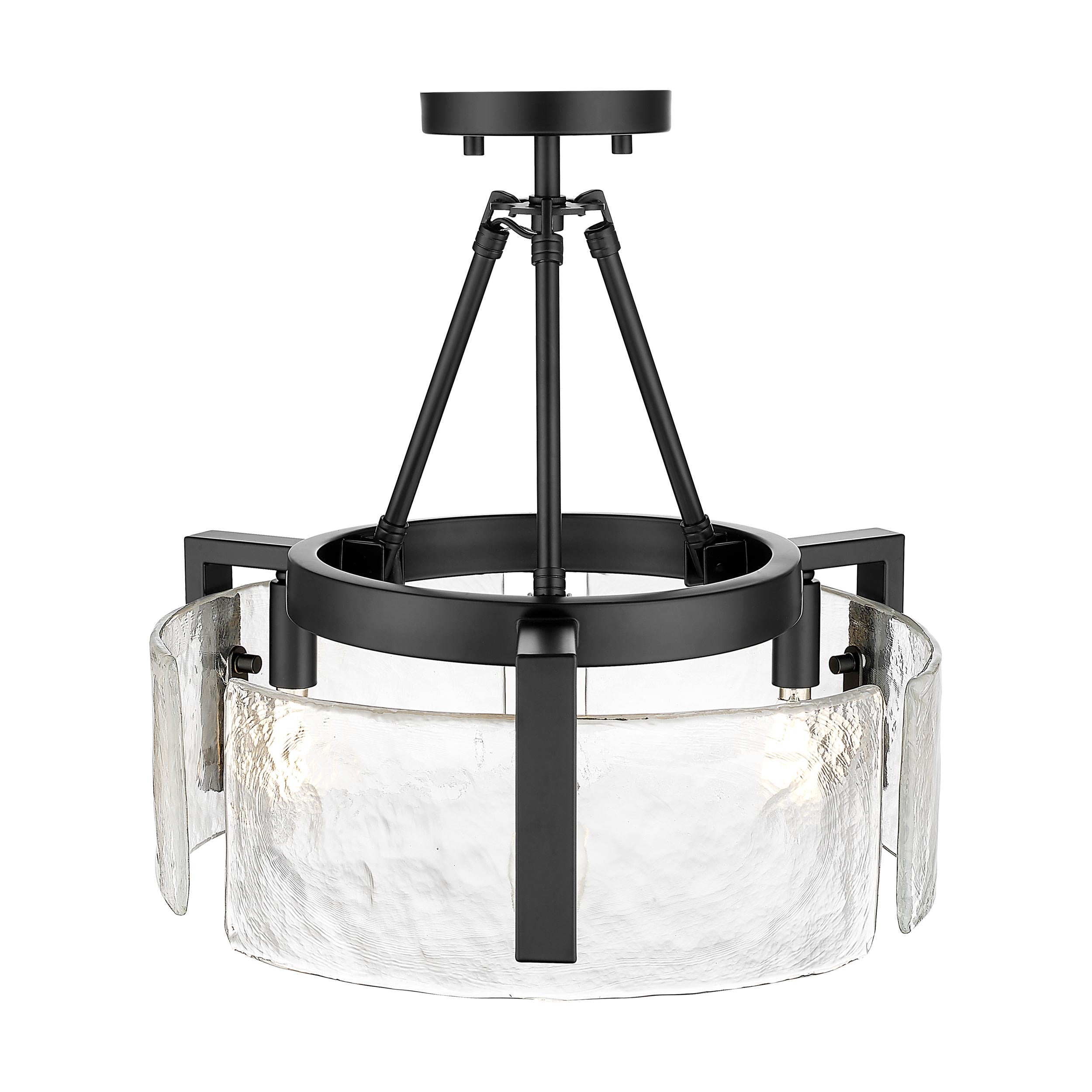 Yep by Golden Lighting Aenon 3-light Semi-Flush Mount in Matte Black - - Golden Lighting