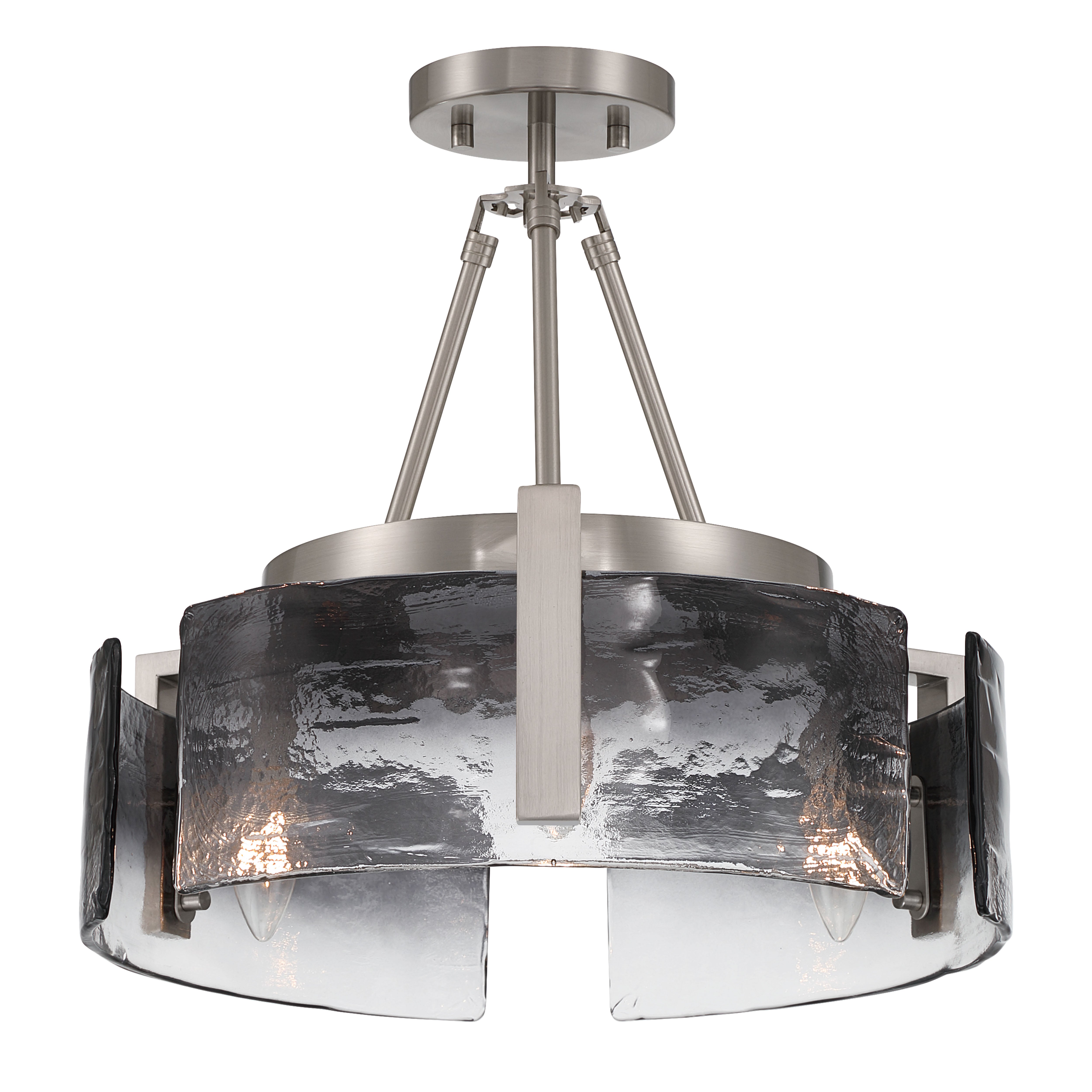 Aenon 3-light Semi-Flush Mount in Pewter with Smokey Water Glass - - Golden Lighting