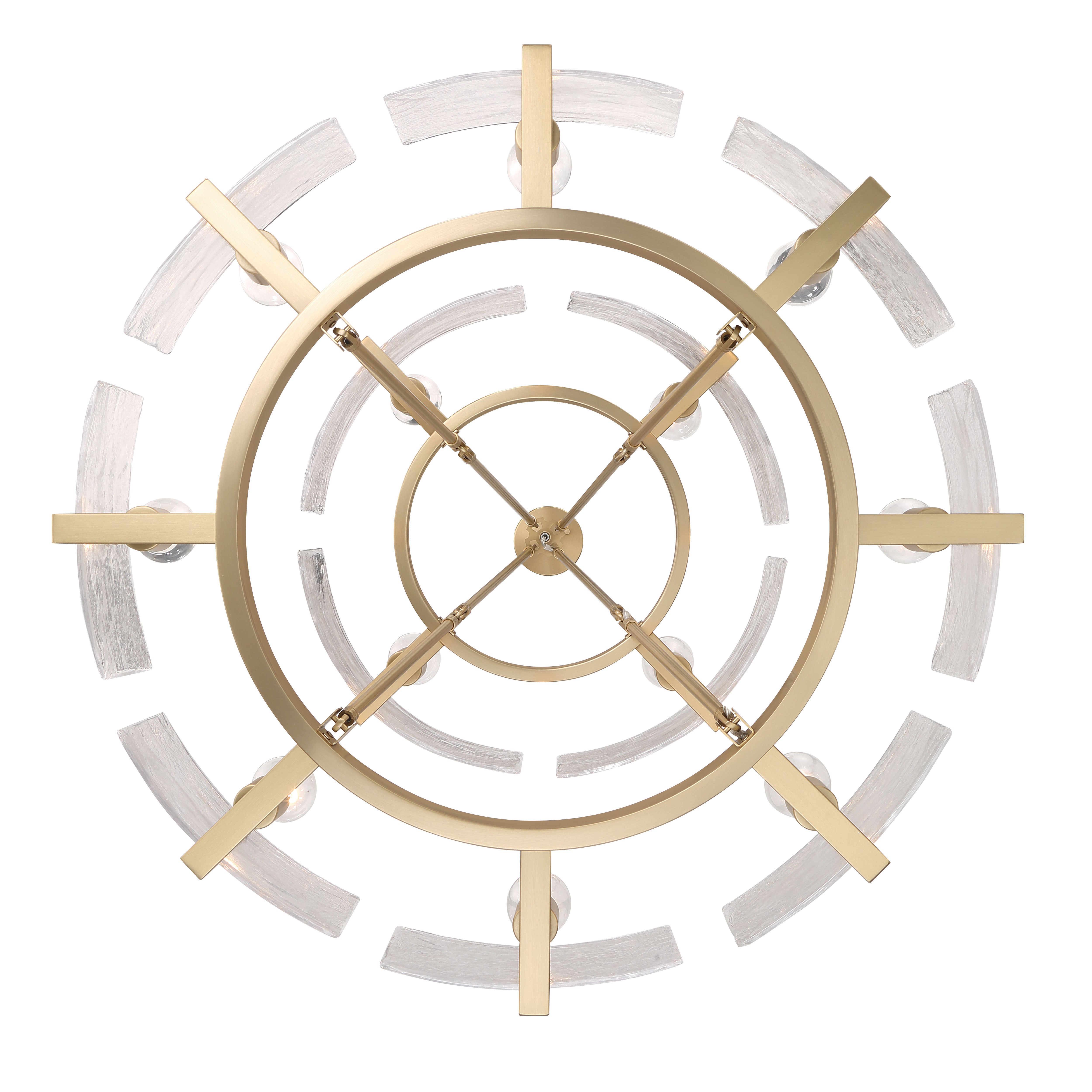 Aenon 12-light 2-tier Chandelier (4+8) in Brushed Champagne Brass with Hammered Water Glass - - Golden Lighting