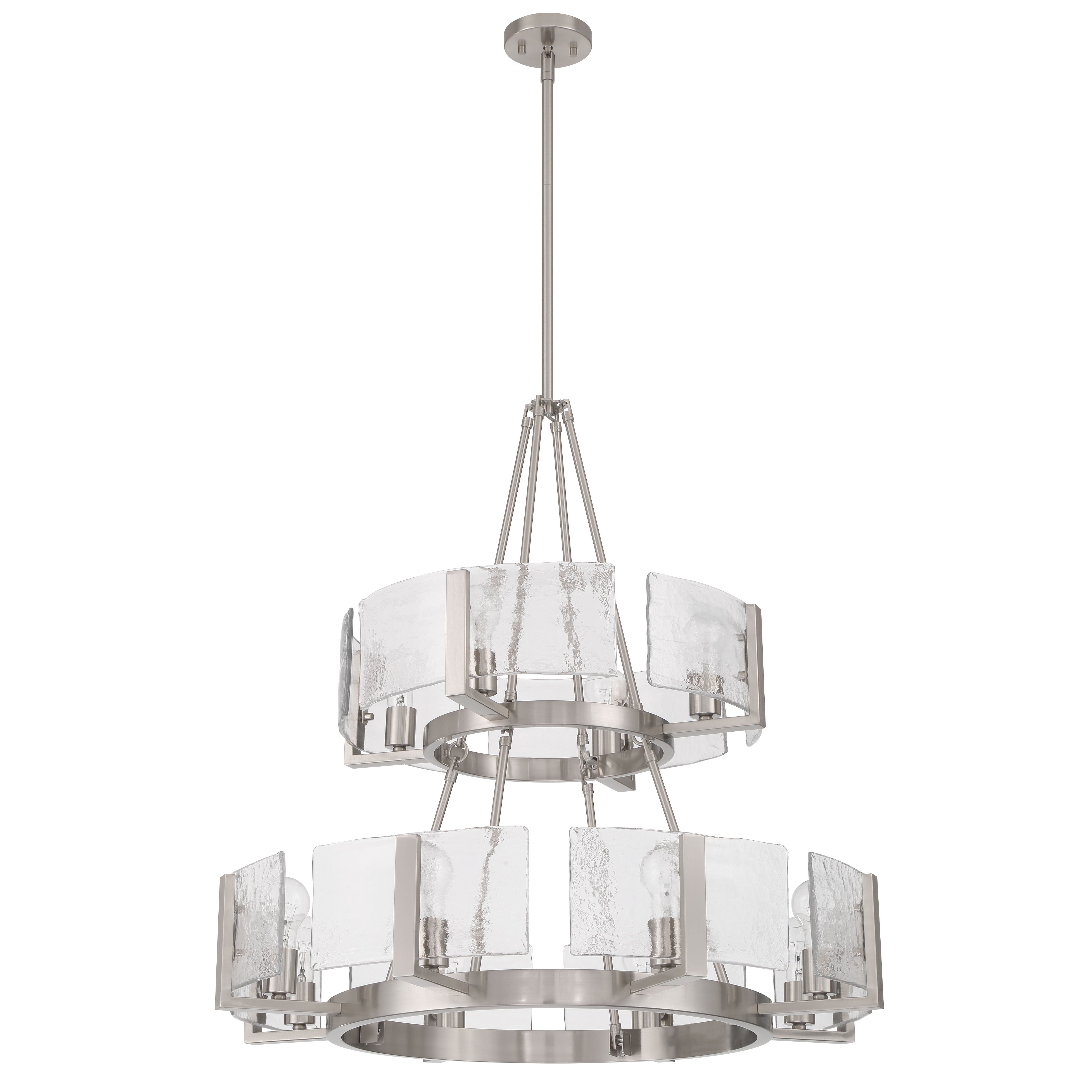 Aenon 12-light 2-tier Chandelier (4+8) in Pewter with Hammered Water Glass - - Golden Lighting