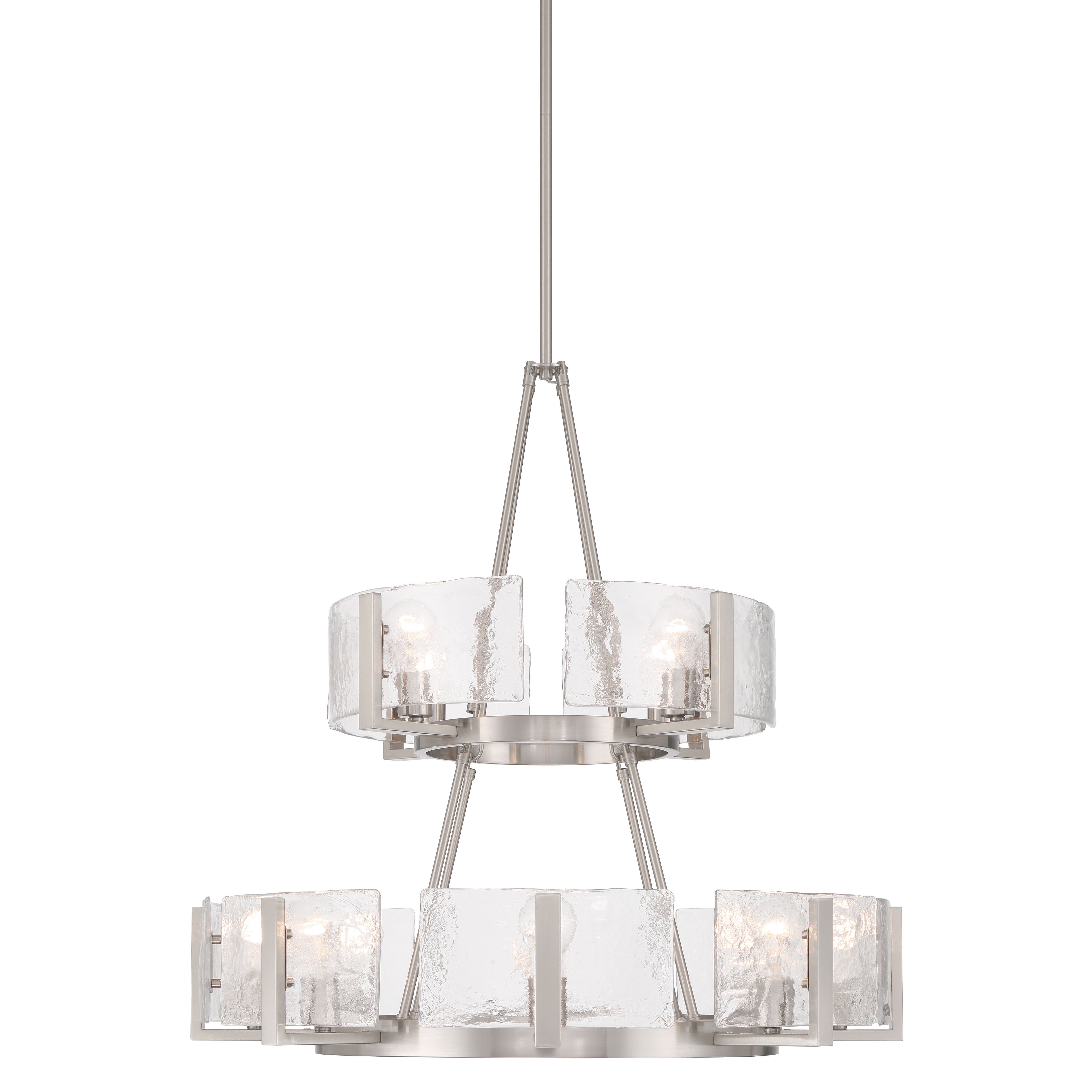 Aenon 12-light 2-tier Chandelier (4+8) in Pewter with Hammered Water Glass - - Golden Lighting