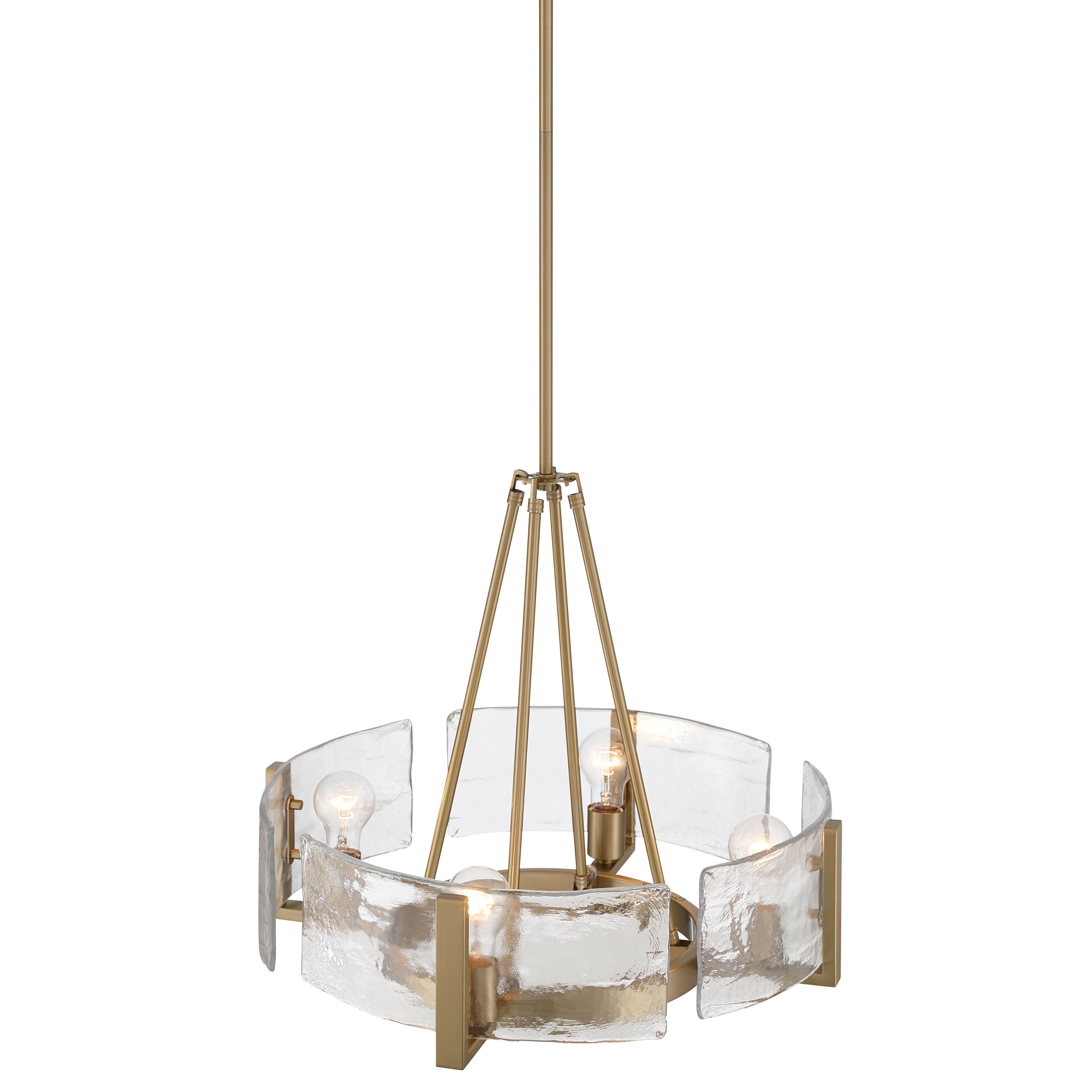 Aenon 4-Light Chandelier in Brushed Champagne Brass with Hammered Water Glass - - Golden Lighting