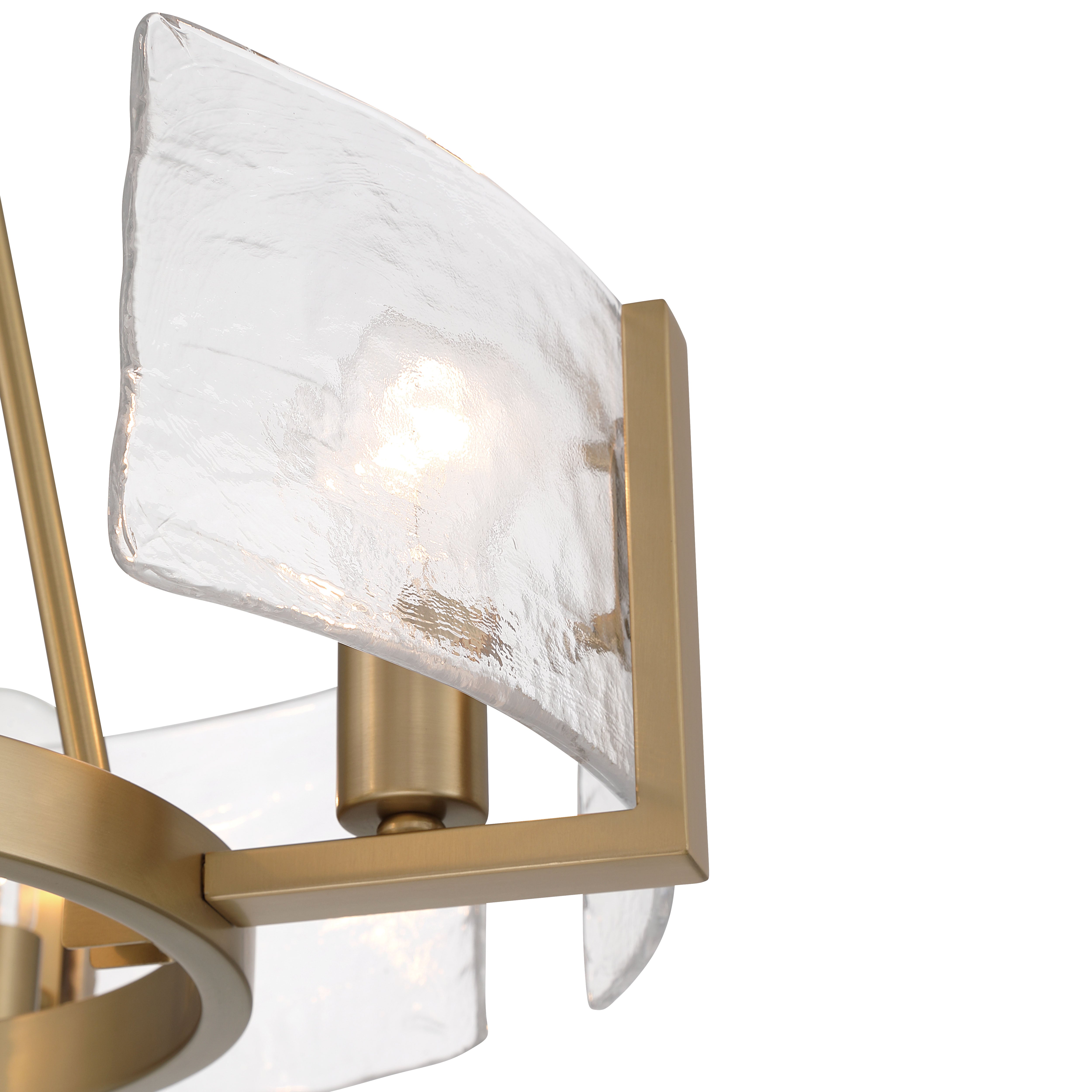 Aenon 4-Light Chandelier in Brushed Champagne Brass with Hammered Water Glass - - Golden Lighting