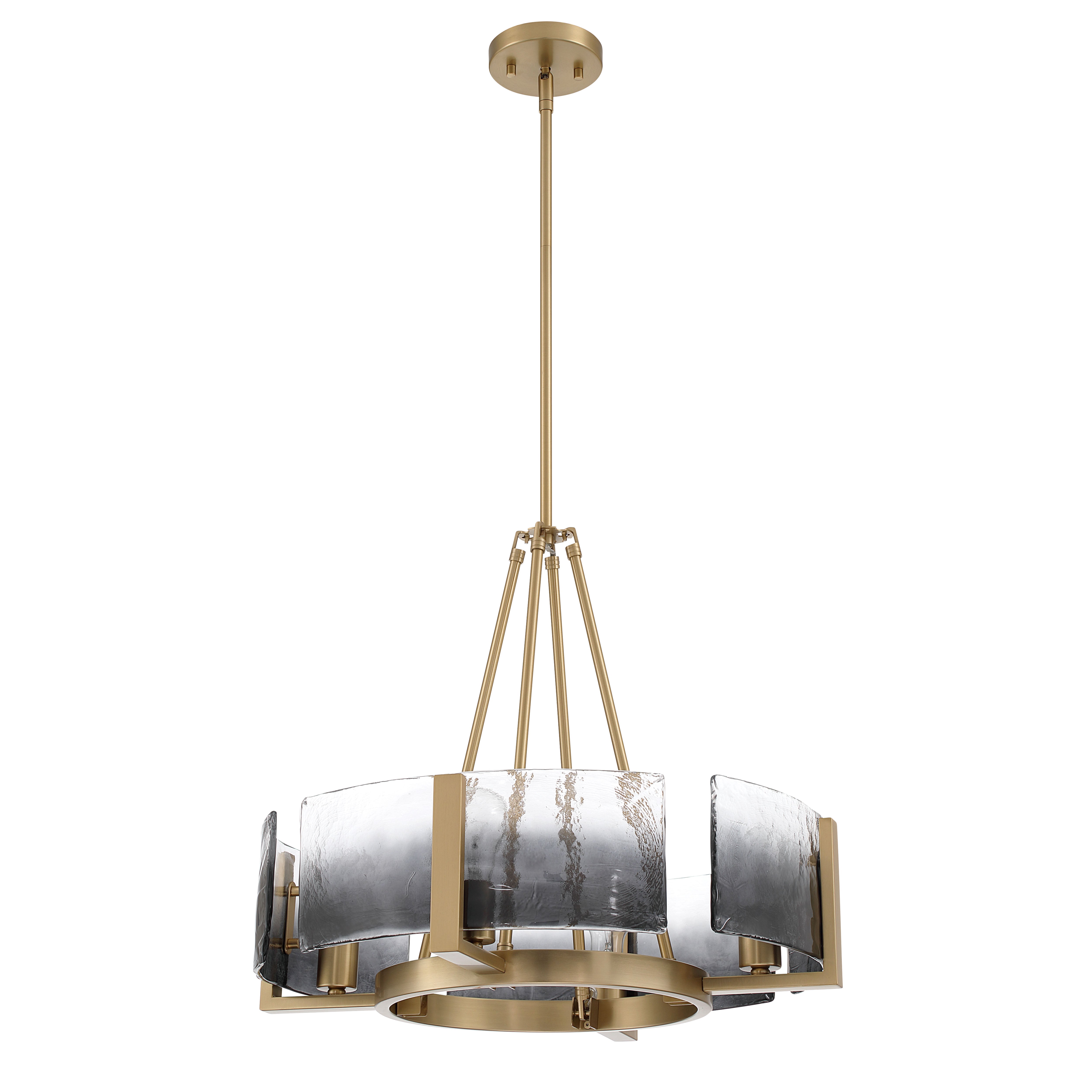 Aenon 4-Light Chandelier in Brushed Champagne Brass with Smokey Water Glass - - Golden Lighting