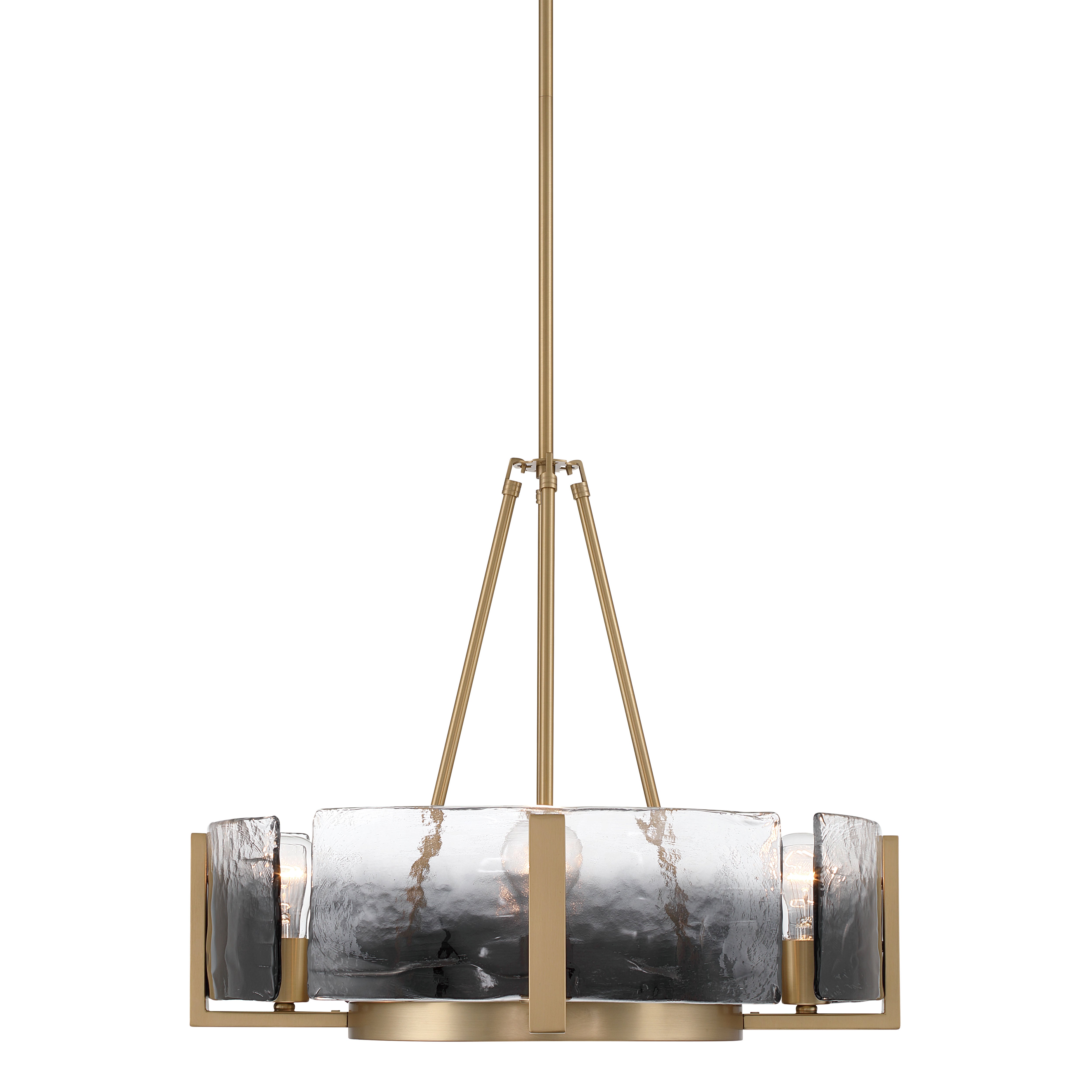 Aenon 4-Light Chandelier in Brushed Champagne Brass with Smokey Water Glass - - Golden Lighting