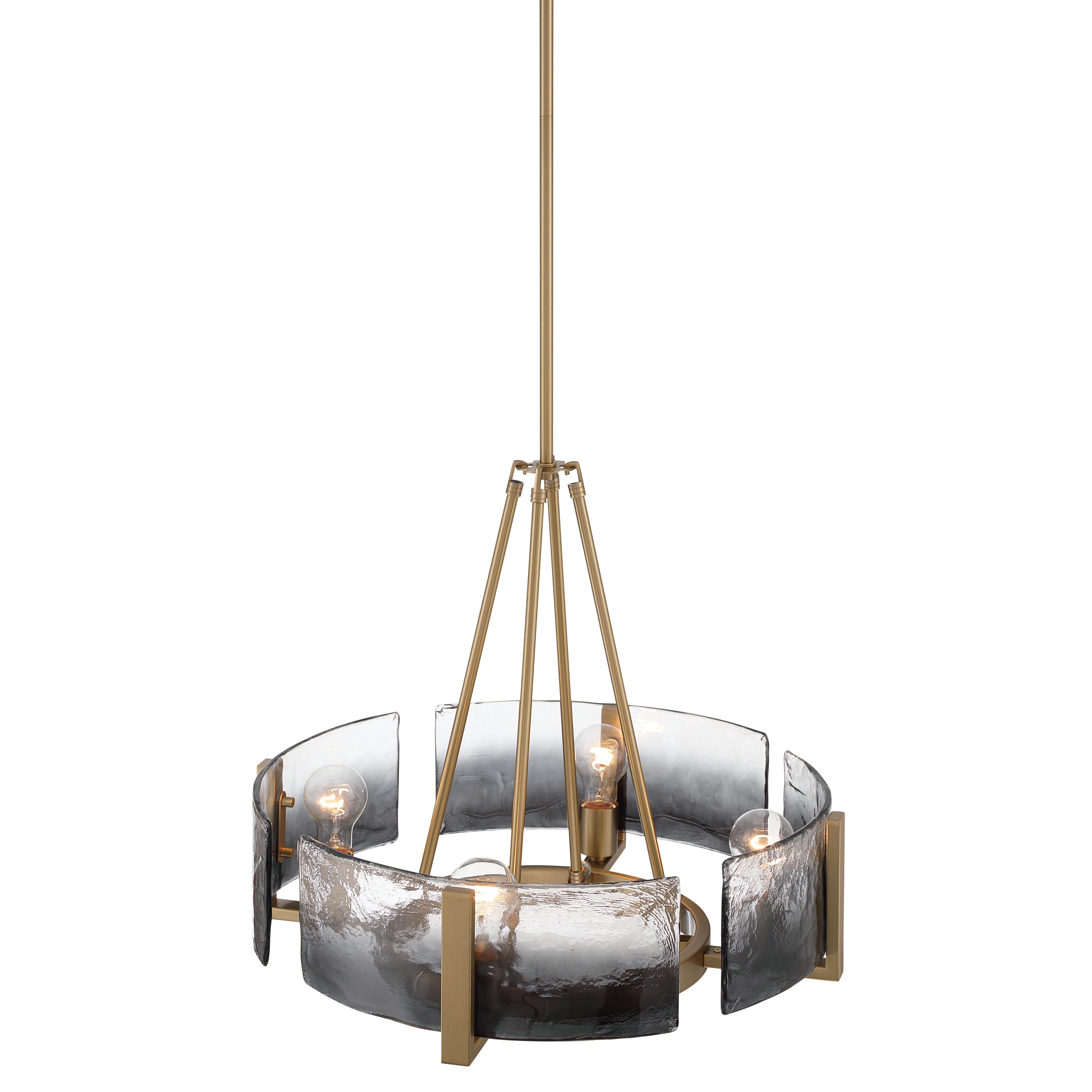 Aenon 4-Light Chandelier in Brushed Champagne Brass with Smokey Water Glass - - Golden Lighting