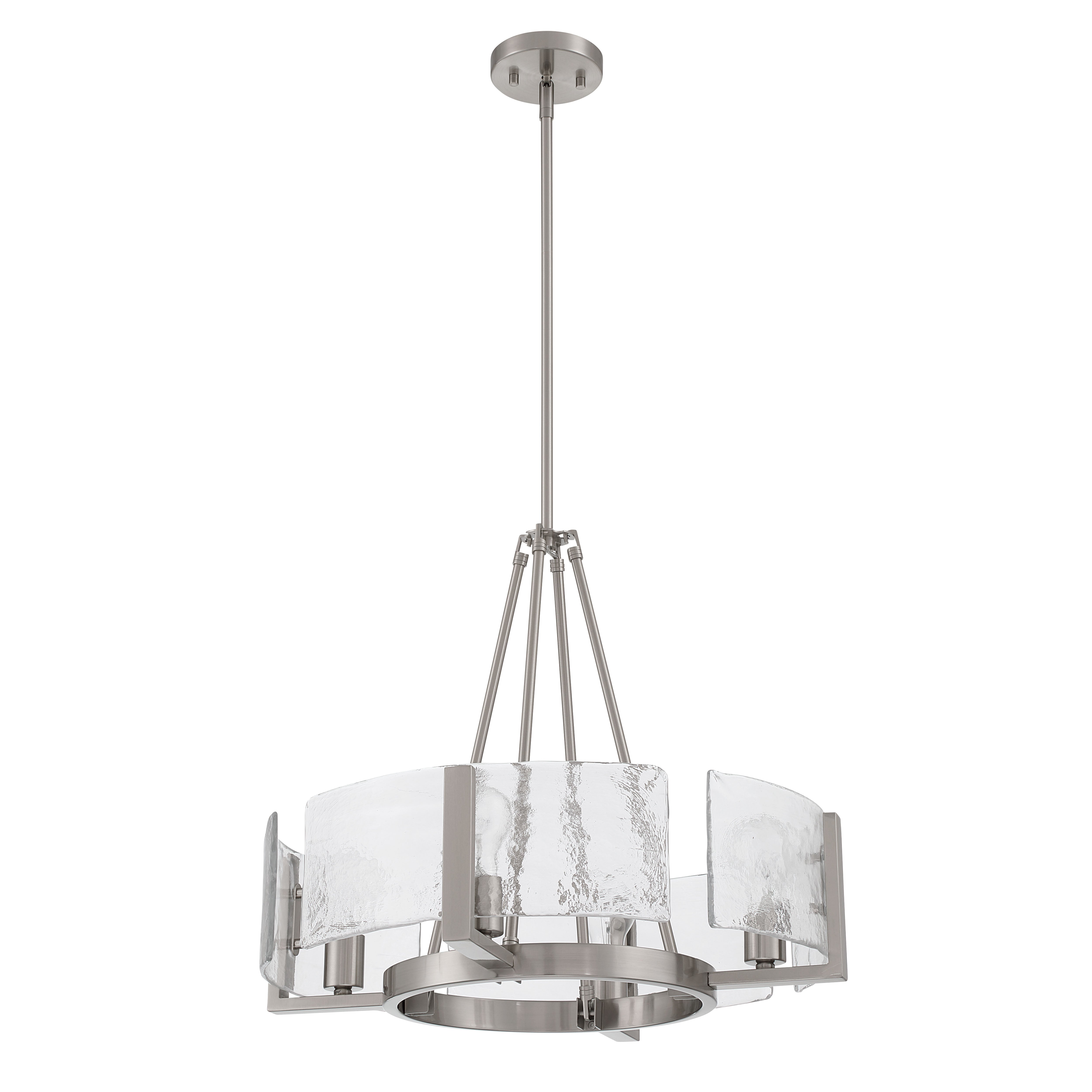 Aenon 4-Light Chandelier in Pewter with Hammered Water Glass - - Golden Lighting