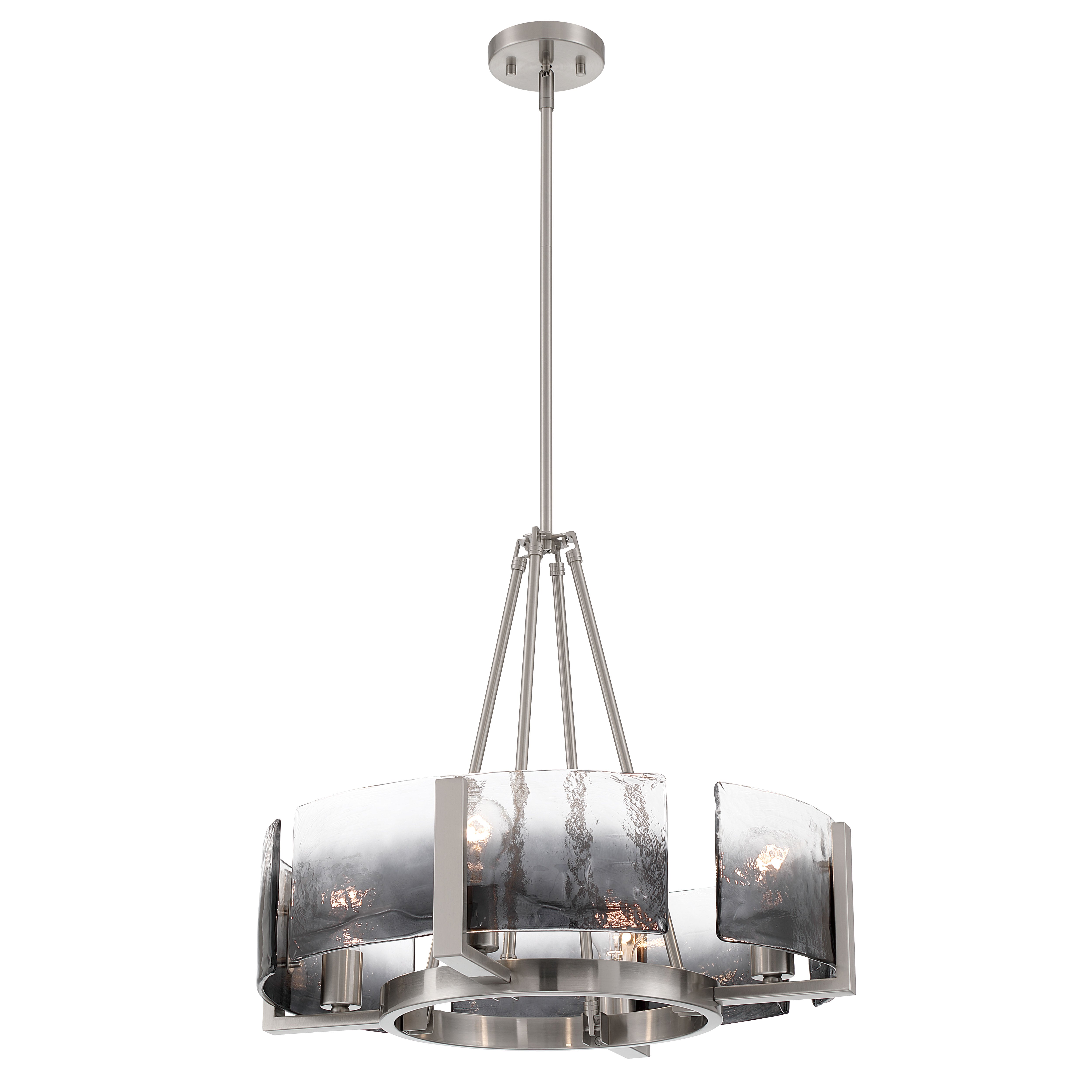 Aenon 4-Light Chandelier in Pewter with Smokey Water Glass - - Golden Lighting