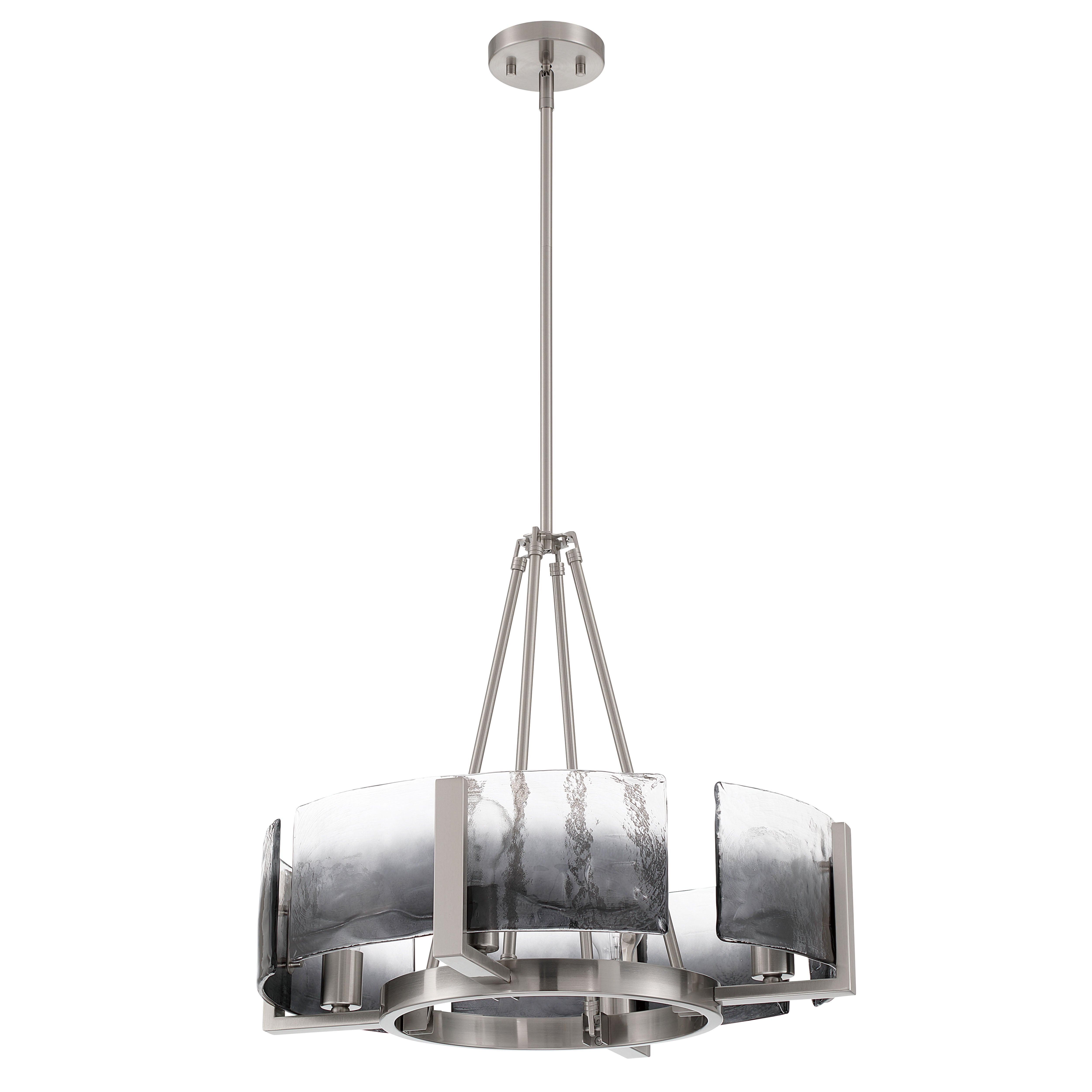 Aenon 4-Light Chandelier in Pewter with Smokey Water Glass - - Golden Lighting
